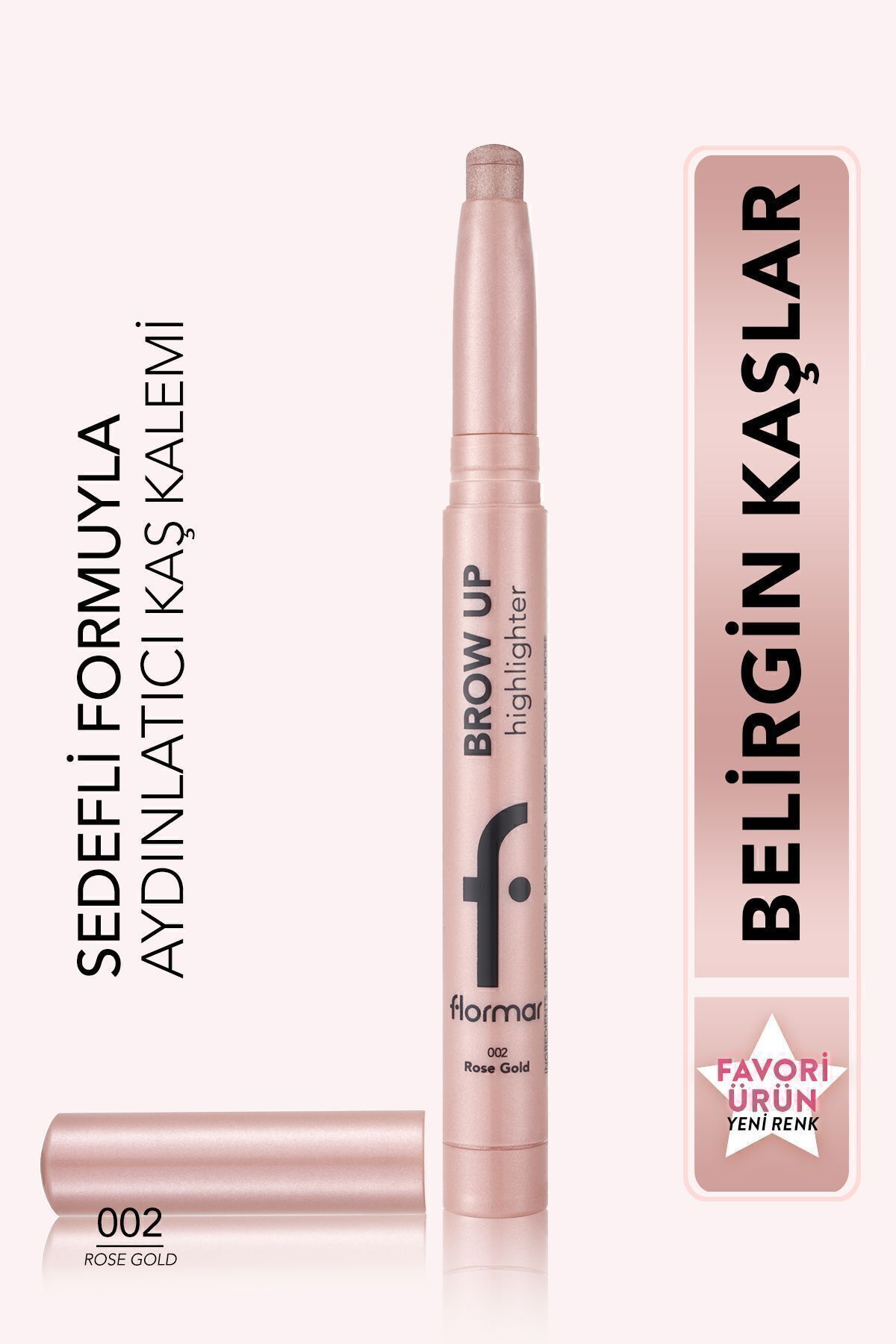 Asansörlü Aydınlatıcı Kaş Kalemi Pembe Altin -brow Up Highlighter Pencil-002 Rose Gold-8682536072441