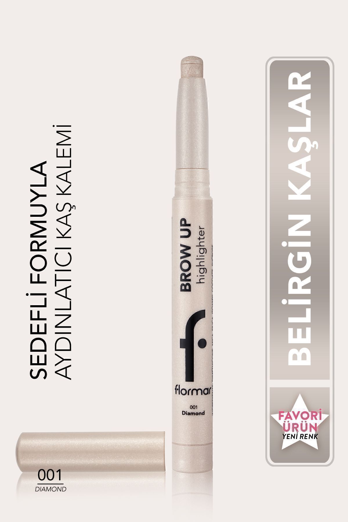 Asansörlü Aydınlatıcı Kaş Kalemi Gümüş -brow Up Highlighter Pencil-001 Diamond-8682536072434