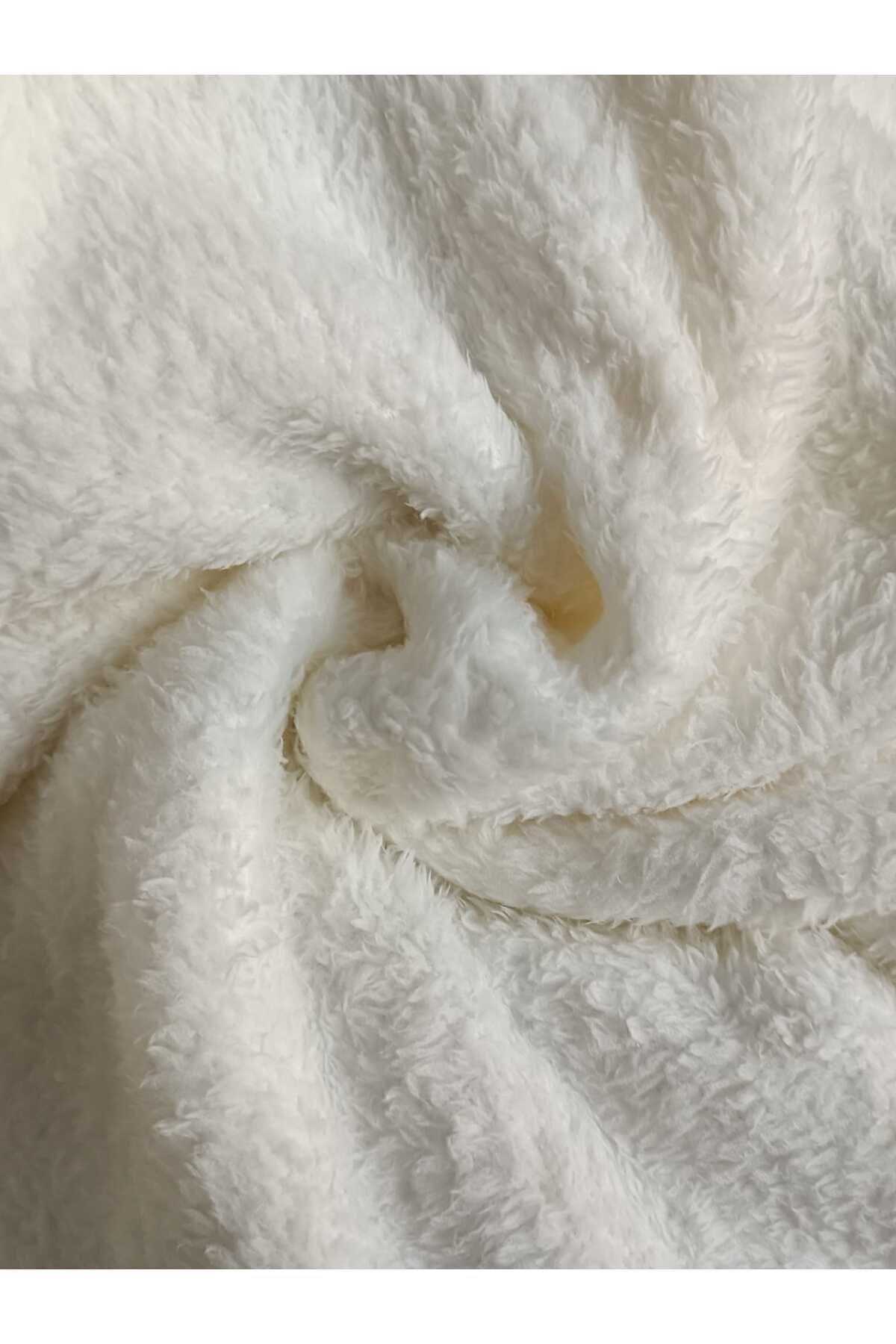En 180 Çift En Çift Yüzlü Kırık Beyaz Welsoft Peluş Kumaş