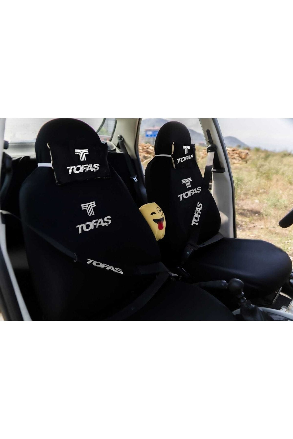 Tofaş 12 Parça Oto Koltuk Kılıf Seti(ÖN ARKA SET 2 BOYUNYASTIK 2 KEMER KILIF EMOJİ YASTIK 2 ARAÇ)