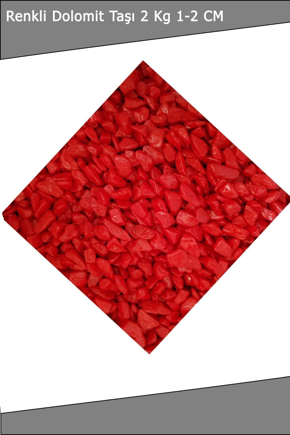 Renkli Dolomit Taş 2 Kg 1 -2 Cm Akvaryum Taşı Çakıl Taşı Bahçe Saksı Taşı Dere-kırmızı