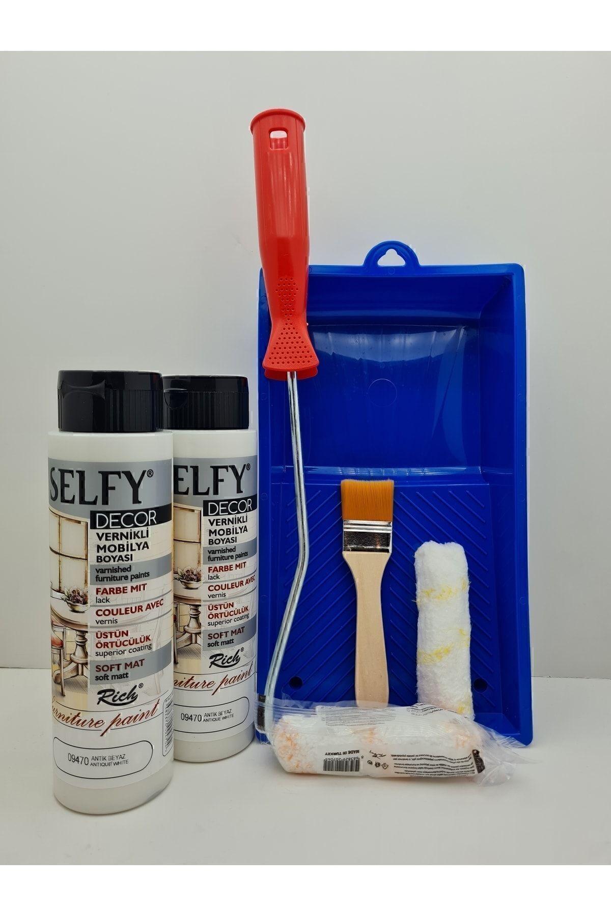 Selfy Decor 500 Cc ( 750 gr ) X (2 ADET) Antik Beyaz Kendinden Vernikli Dolap Boyama Seti