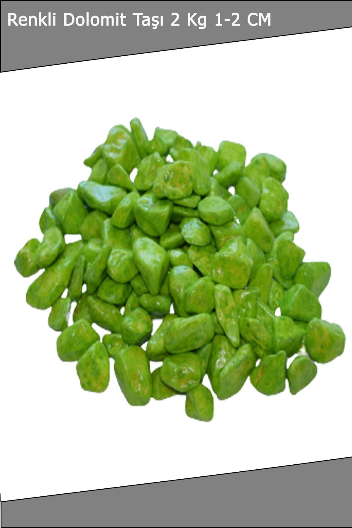 Renkli Dolomit Taş 2 Kg 1 -2 Cm Akvaryum Taşı Çakıl Taşı Bahçe Saksı Taşı Dere Taşı -a.yeşil