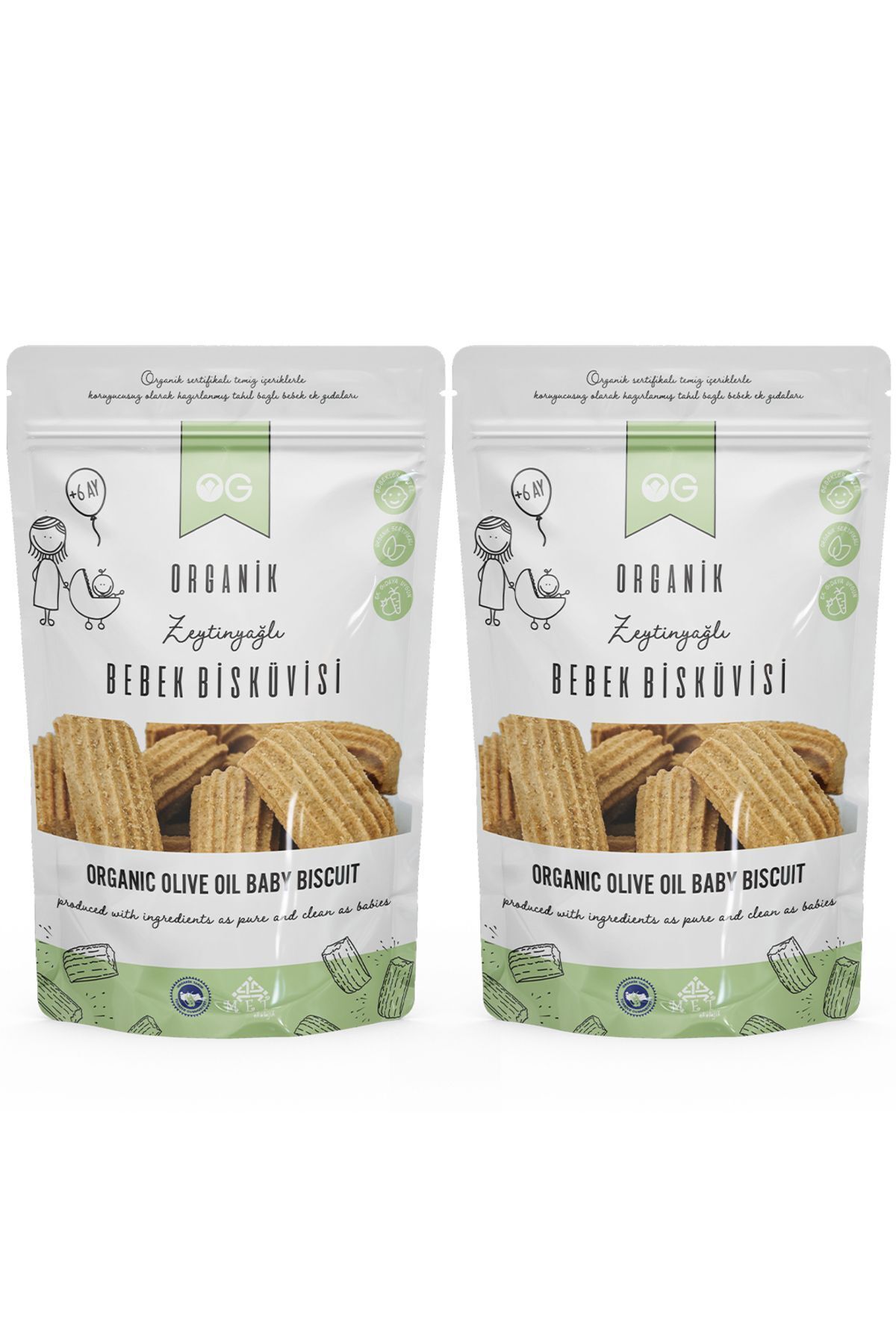 2'li Organik Bebek Bisküvisi 2x300 gr 6 Ay