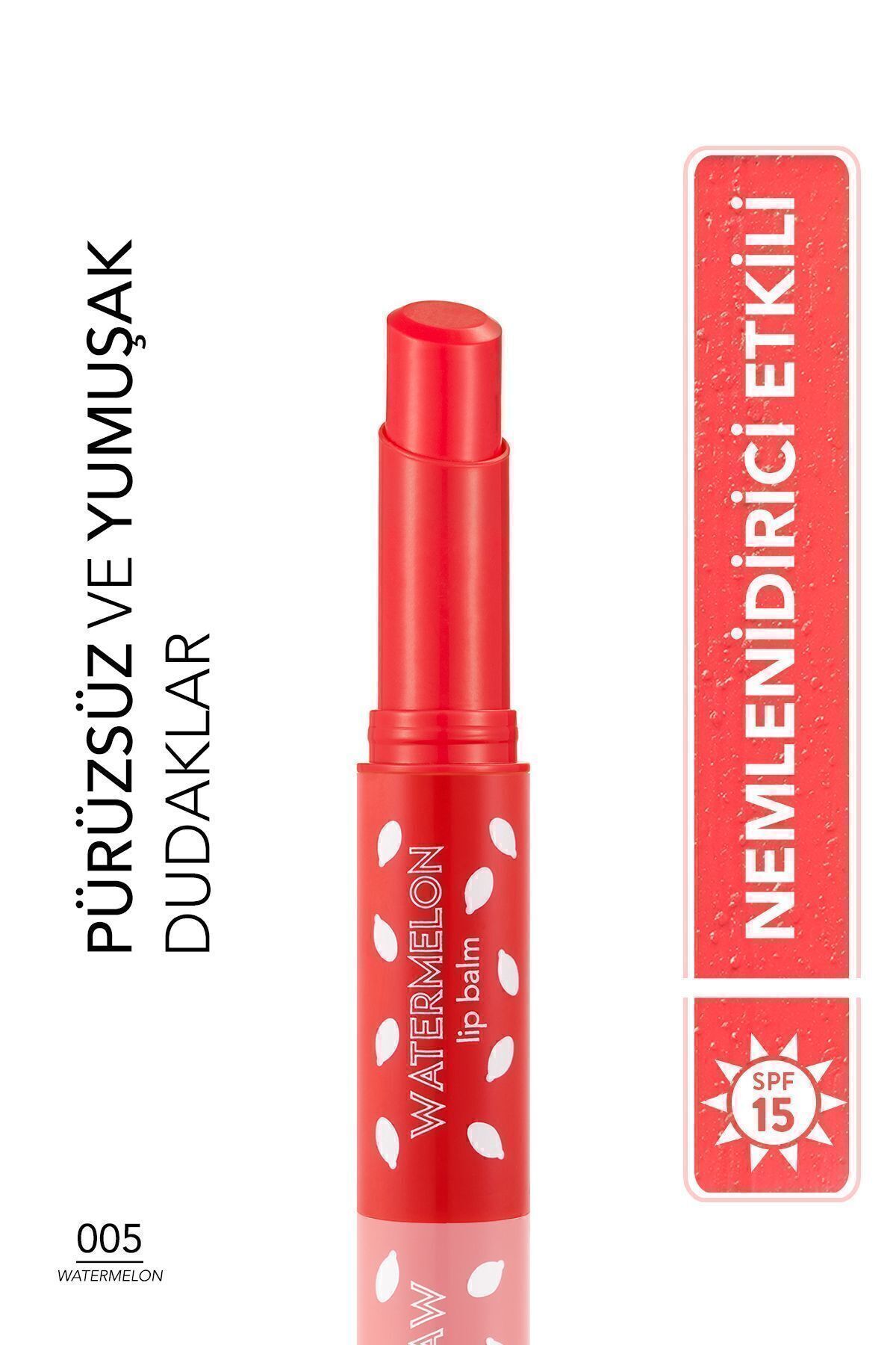 Shea ve Kakao Yağı İçeren Stik Renkli Dudak Nemlendiricisi - Lip Balm -005 WATERMELON-8690604555406