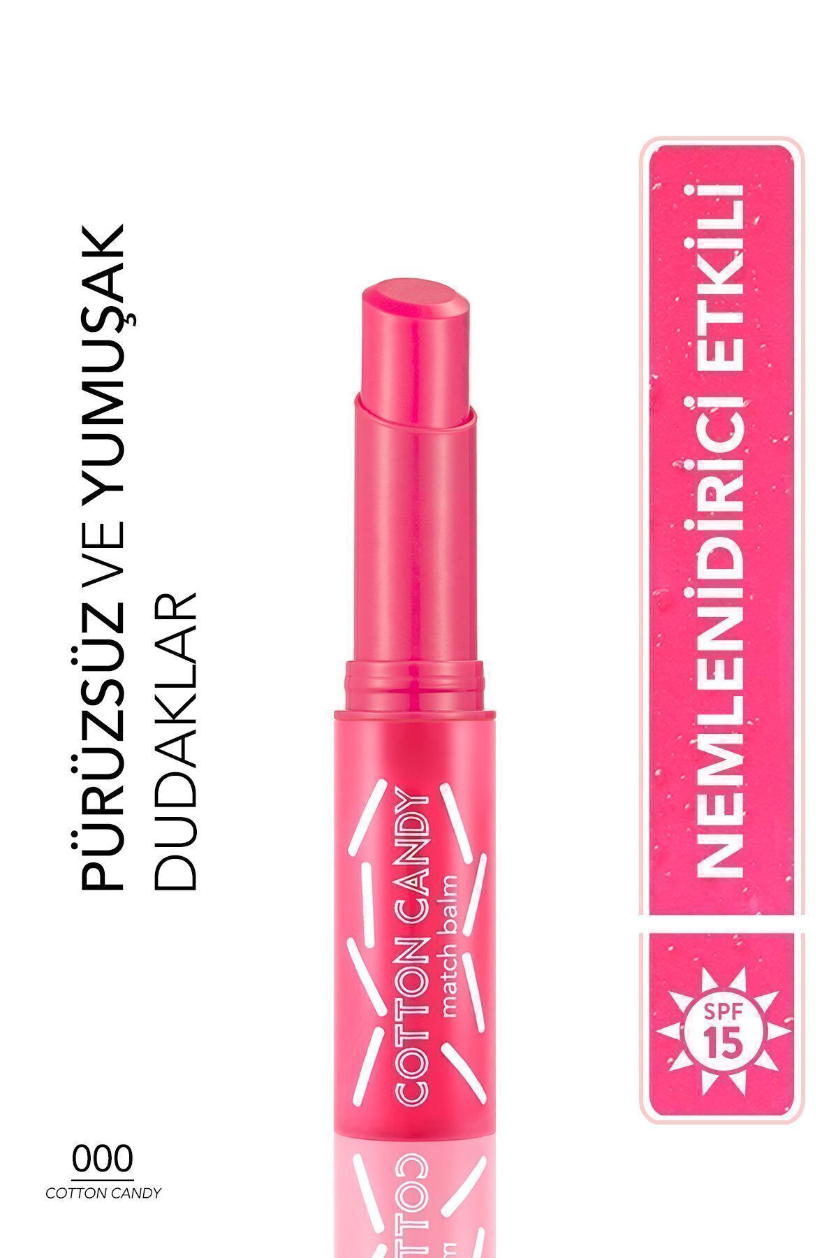 Renk Değiştiren Dudak Nemlendiricisi (Doğal Pembe) - Match Balm Cotton Candy - 000 - 8690604555468