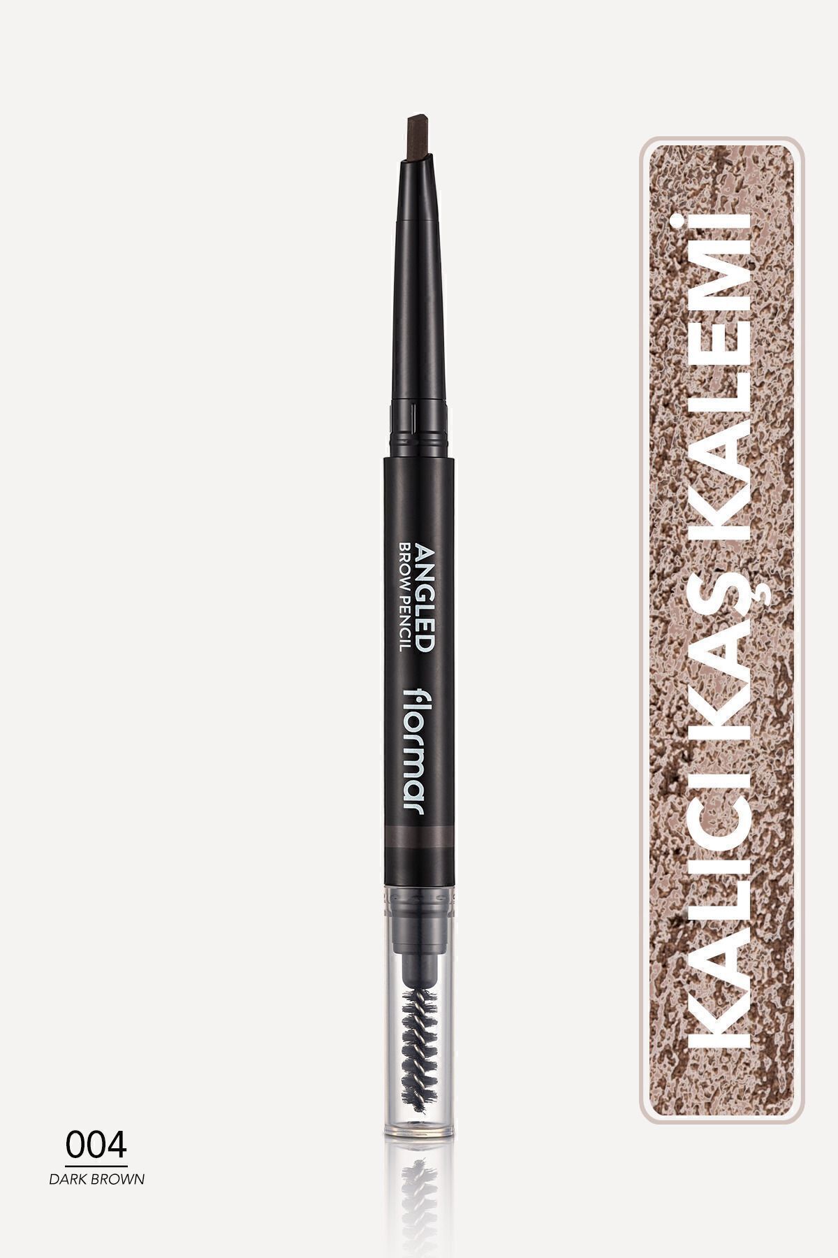 İki Uçlu Açılı Kaş Kalemi ve Kaş Fırçası (Koyu Kahve) - Angled Brow Pencil - 004 - 8690604572069