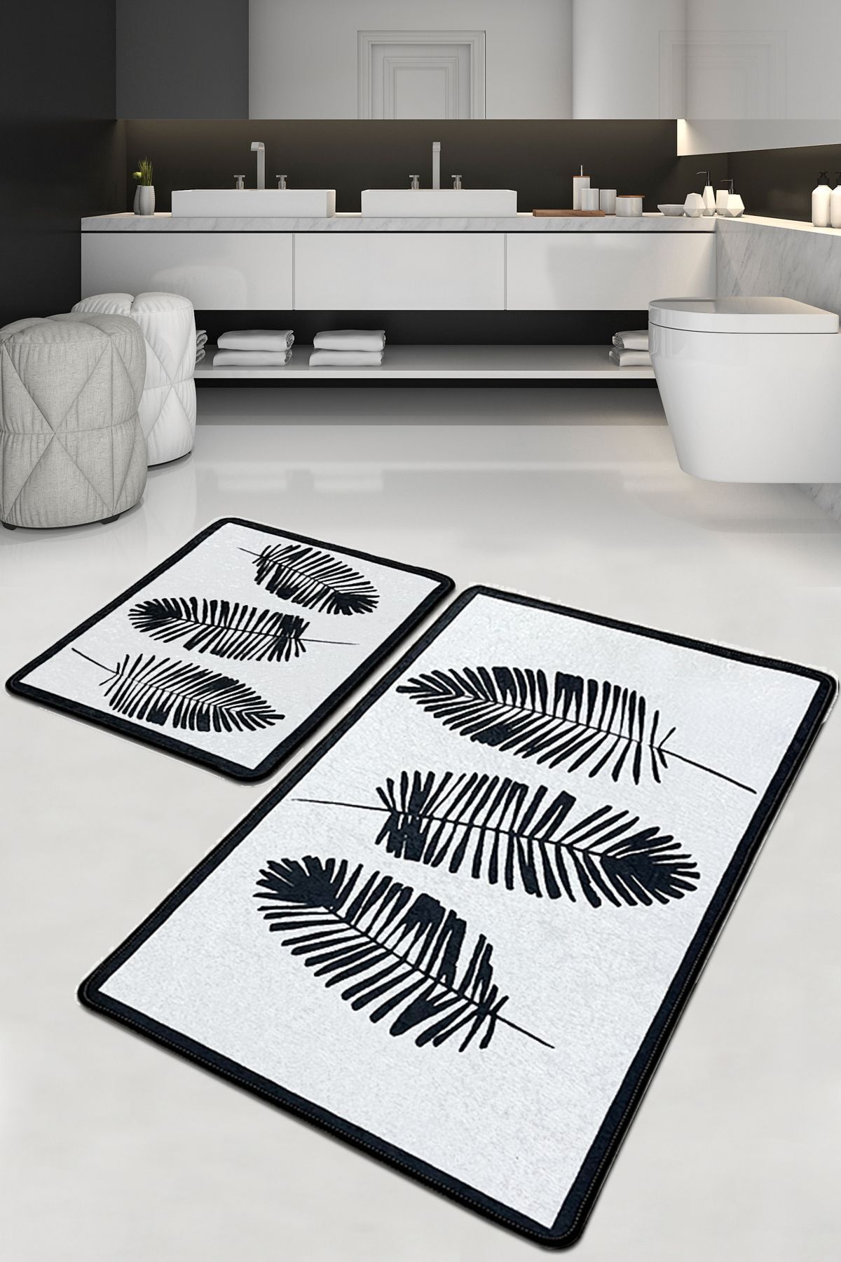 Hoja Banyo Halısı 2'li Set 60x100 Cm - 50x60 Cm Djtbanyo