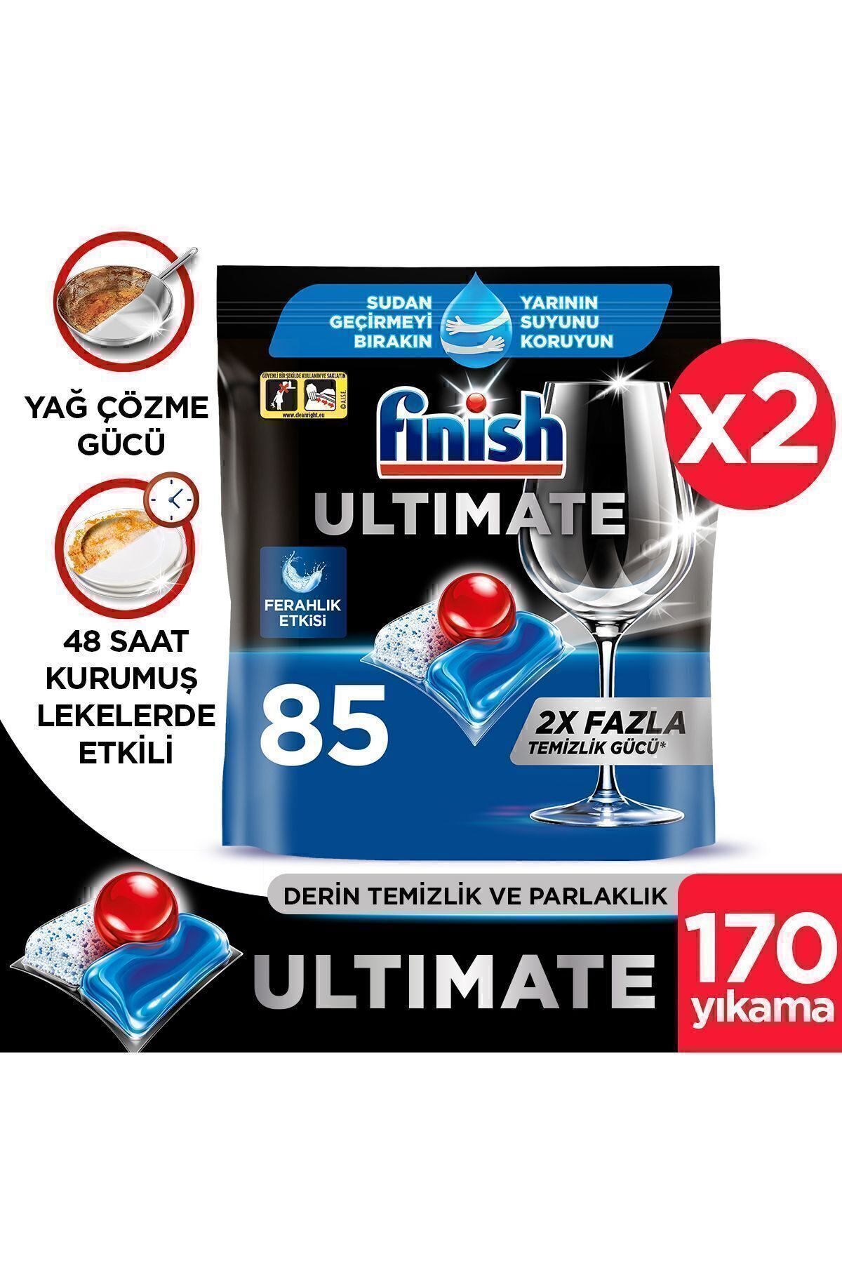 Ultimate Hepsi Bir Arada Bulaşık Makinesi Deterjanı  Kapsül Tablet  170 Adet (85 x 2'li)