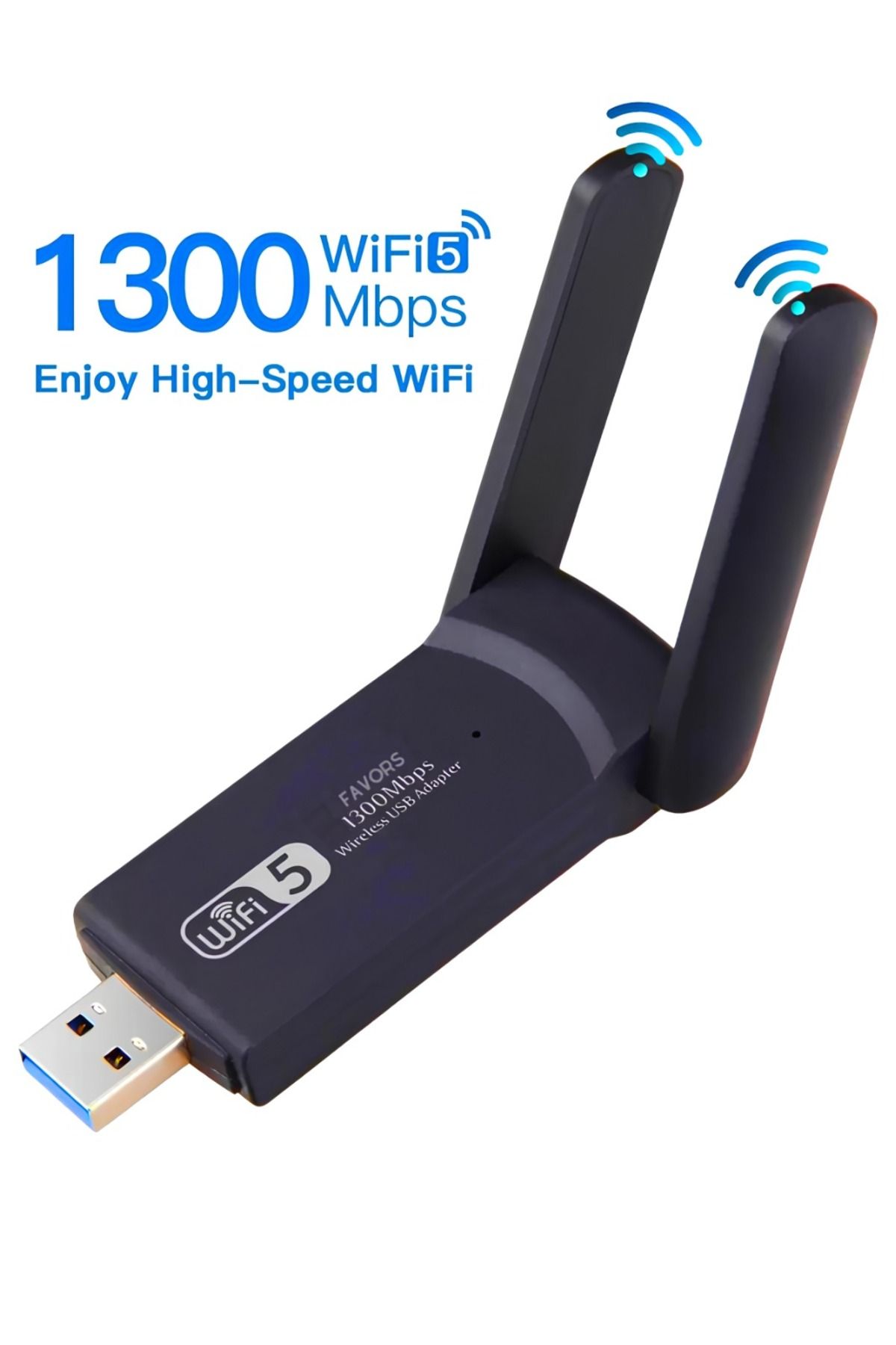 Kablosuz Wifi Adaptörü Çift Band Çift Antenli  Mbps Wifi Alıcı Ağ Kartı Sinyal Güçlendirici
