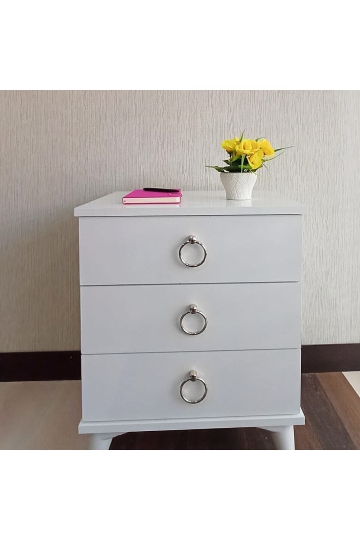 Komidin / Şifonyer 3 Çekmece Gümüş / Yatak Odası / Genç Odası / Cocuk Odası / Bebek Odası
