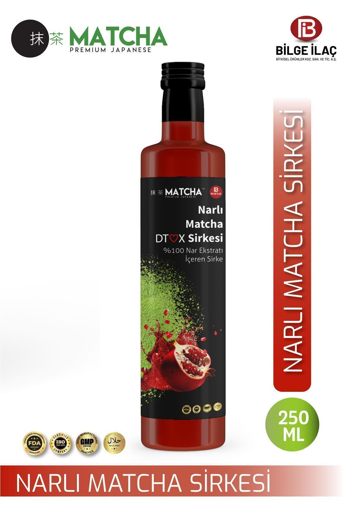 Narlı Matchalı Detox Sirkesi 250 ml