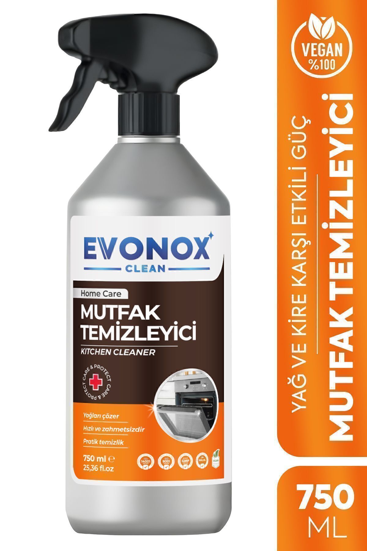 Clean Ultra Güçlü Mutfak Yüzey Temizleyici ve Yağ Sökücü Limon Kokulu Sprey 750 ml