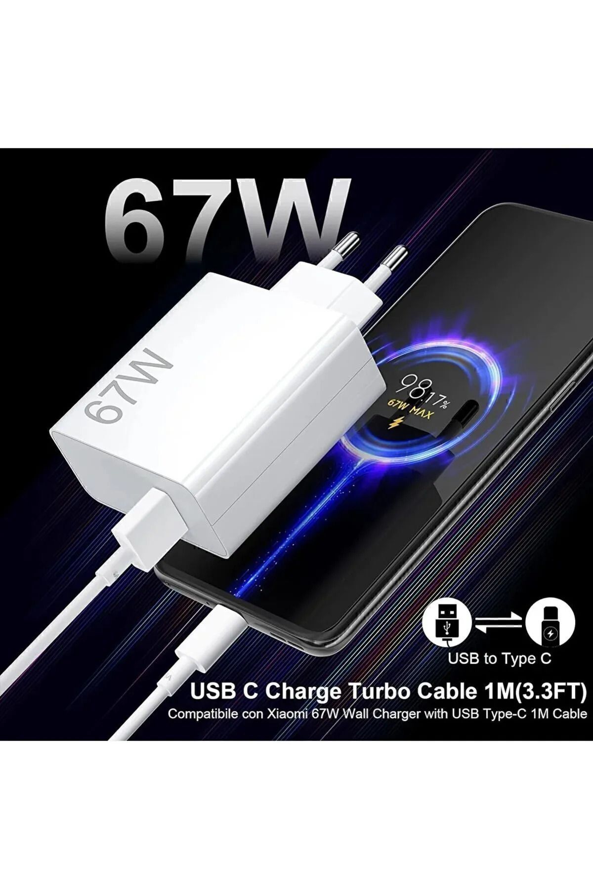 Xiaomi Redmi Note 11/11pro/12/12 Pro/13/13pro Uyumlu 4g Turbo Hızlı Şarj Cihazı Aleti Type-c 67 watt