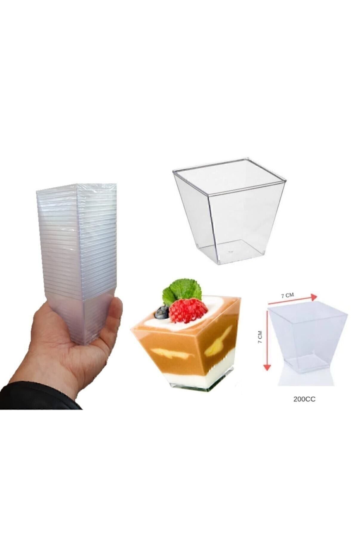 *8 Tane** Adet Prizma Mini Mika Plastik Kare Kap Küp Sunum Kase 200cc 8 Tane**gıdaya Uygun