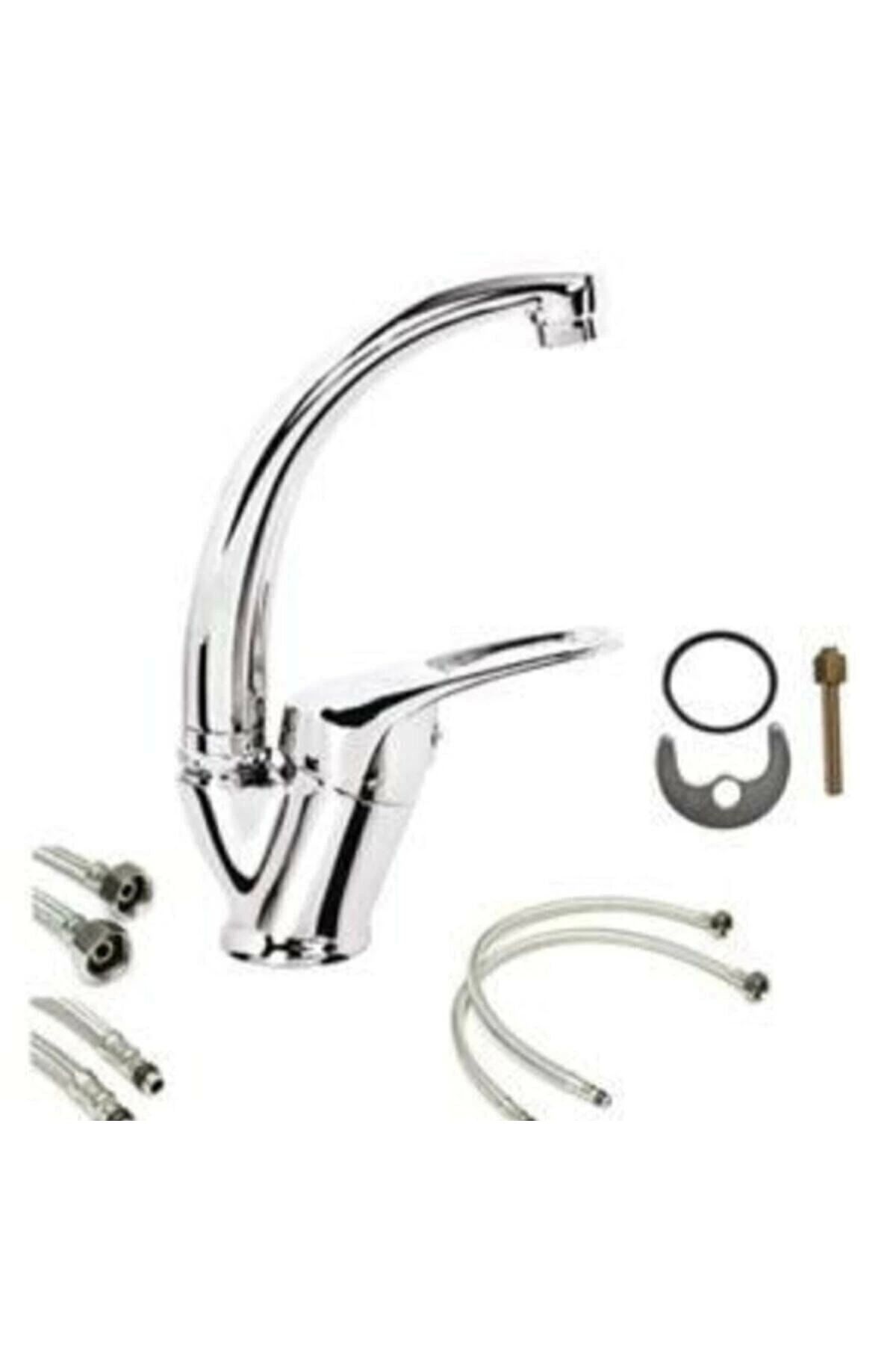 New Banyo Lavabo Musluğu Çeşmesi Bataryası Çift Girişli Sıcak Soğuk.