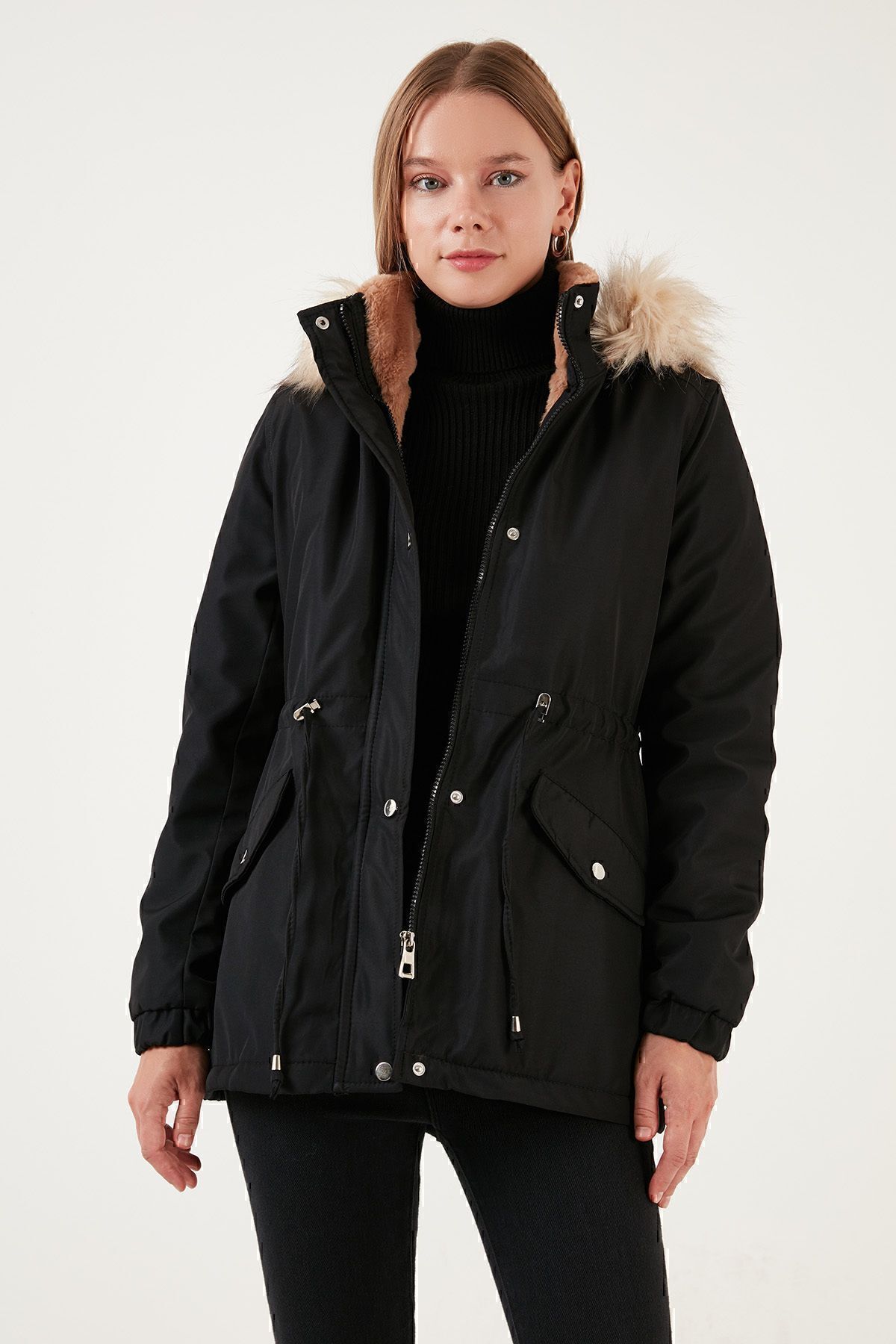 Regular Fit Suni Kürklü Kapüşonlu Parka Parka 6403319