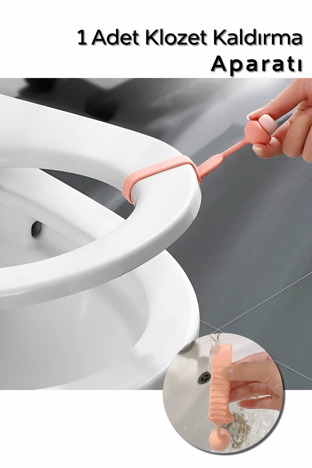 Klozet Kapağı Hijyen Aparatı, Klozet Kapak Tutacağı - 1 Adet Pembe