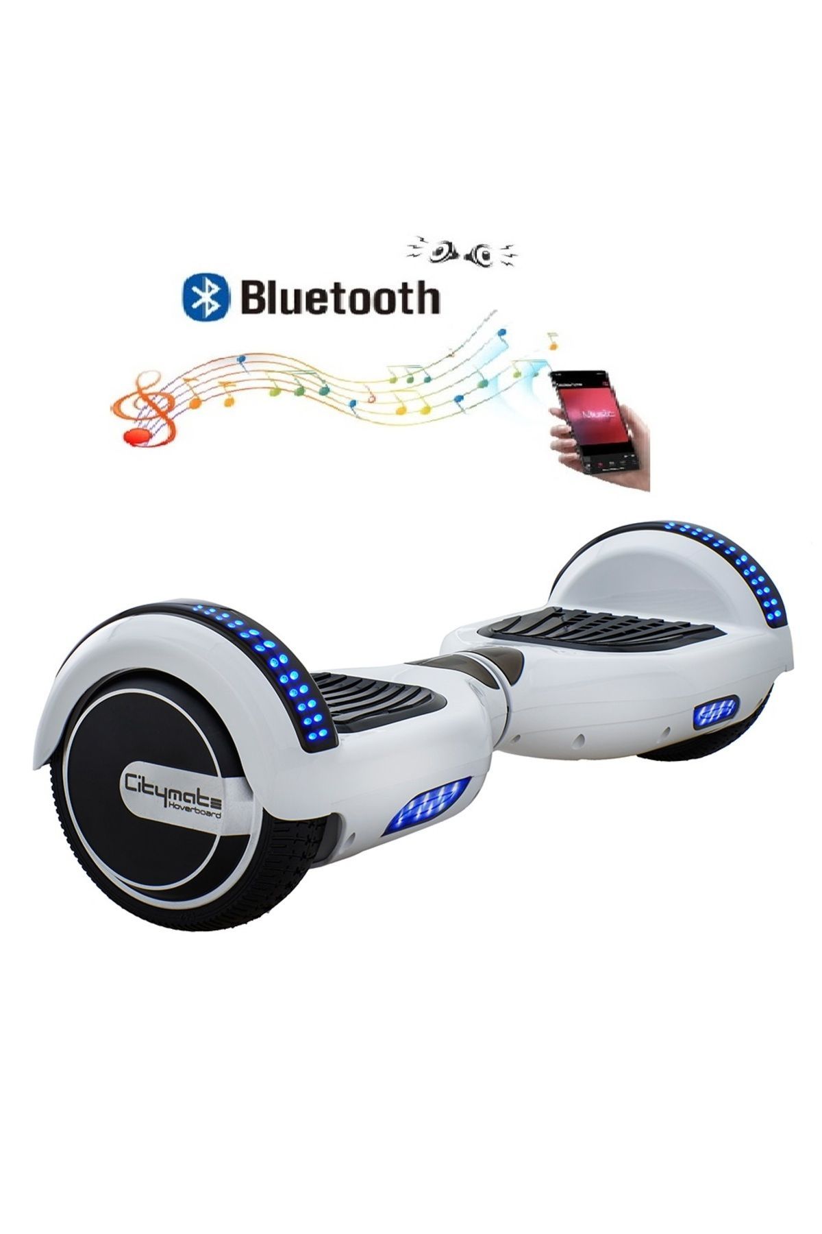 Elektrikli Kaykay Hoverboard 6.5 Inch Ledli Model - Beyaz