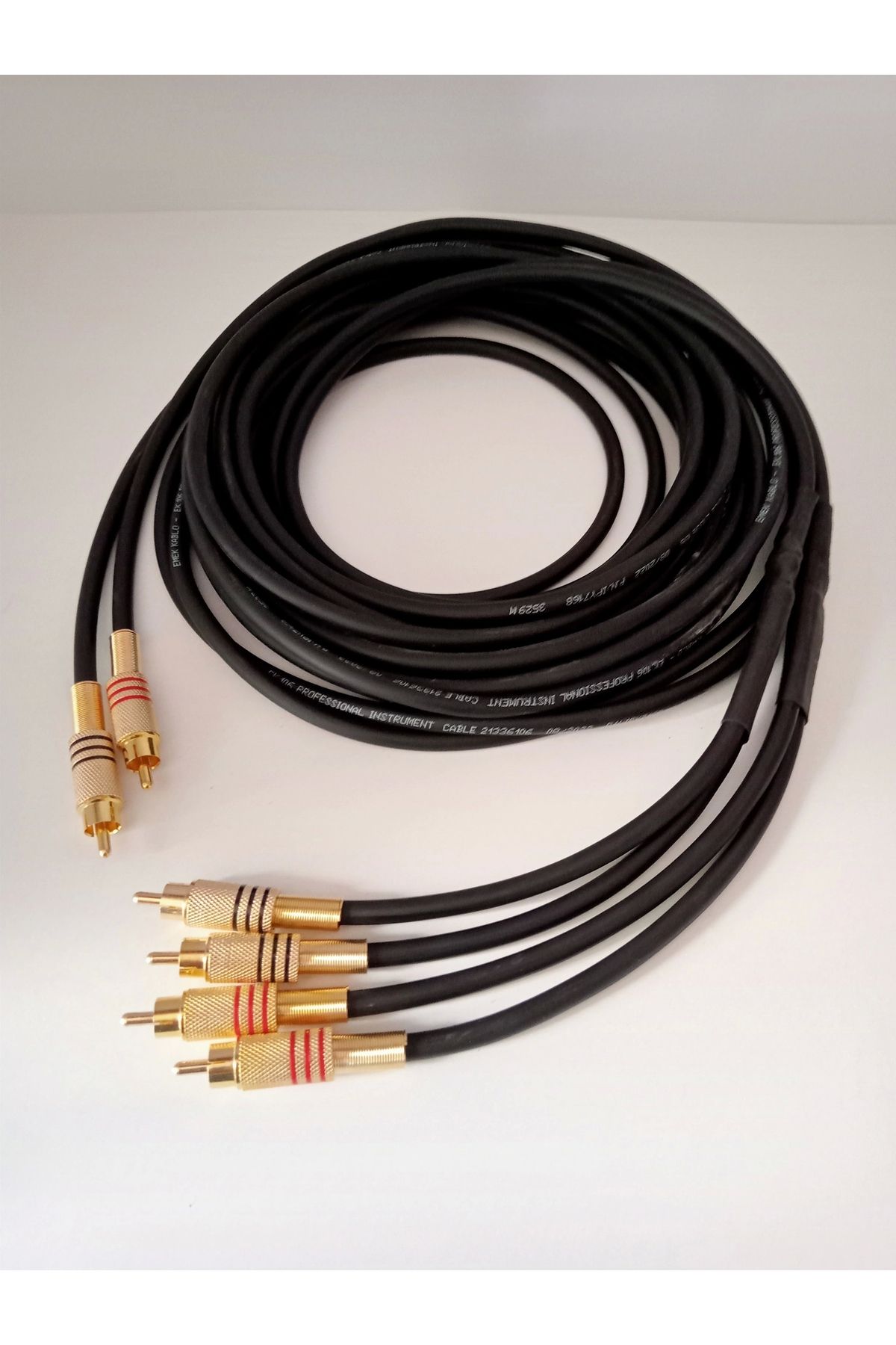 Amfi Rca Kablosu - El Yapımı %100 Bakır Parazit Yapmaz - 2 Giriş 4 Çıkış Anfi Rca Kablosu - 5 Metre