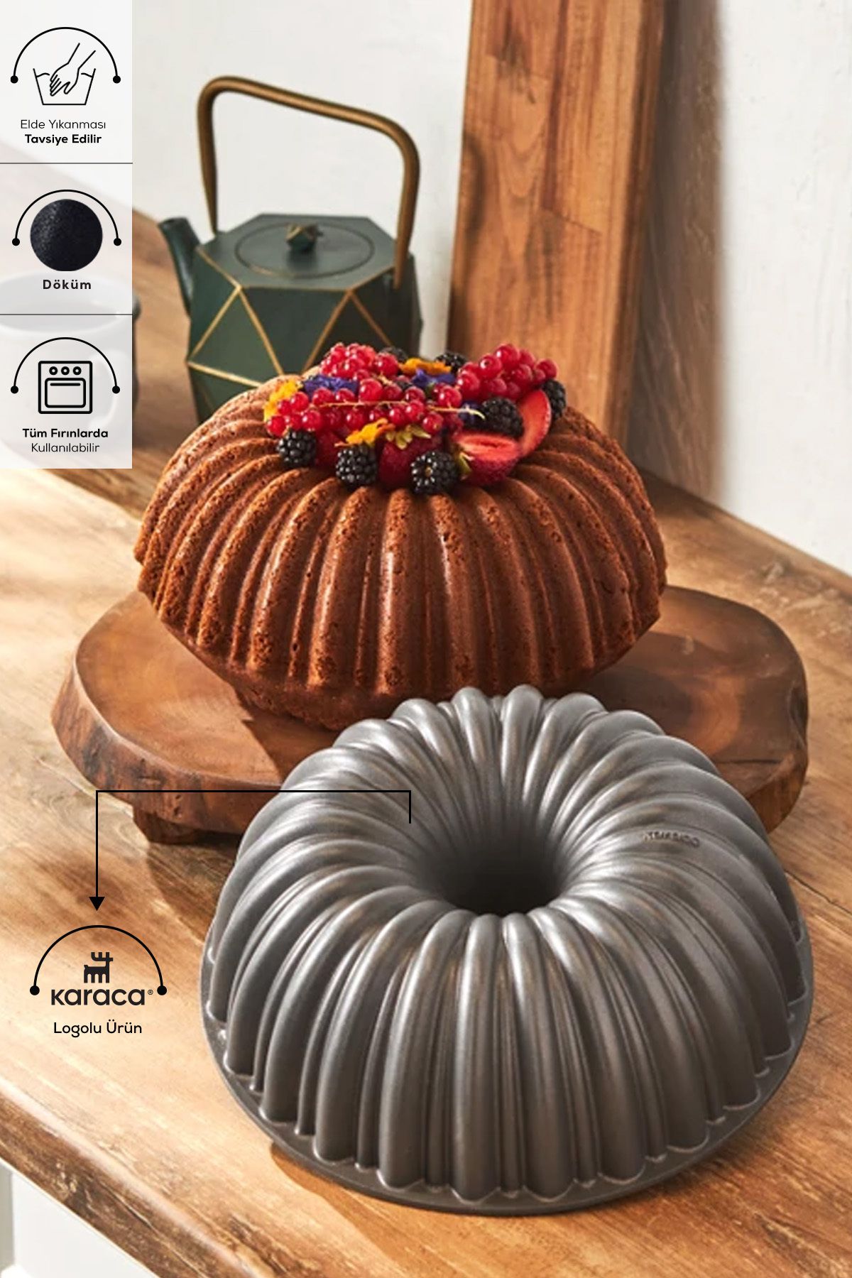 Cake Pro Dilimli Antrasit Döküm Kek Kalıbı