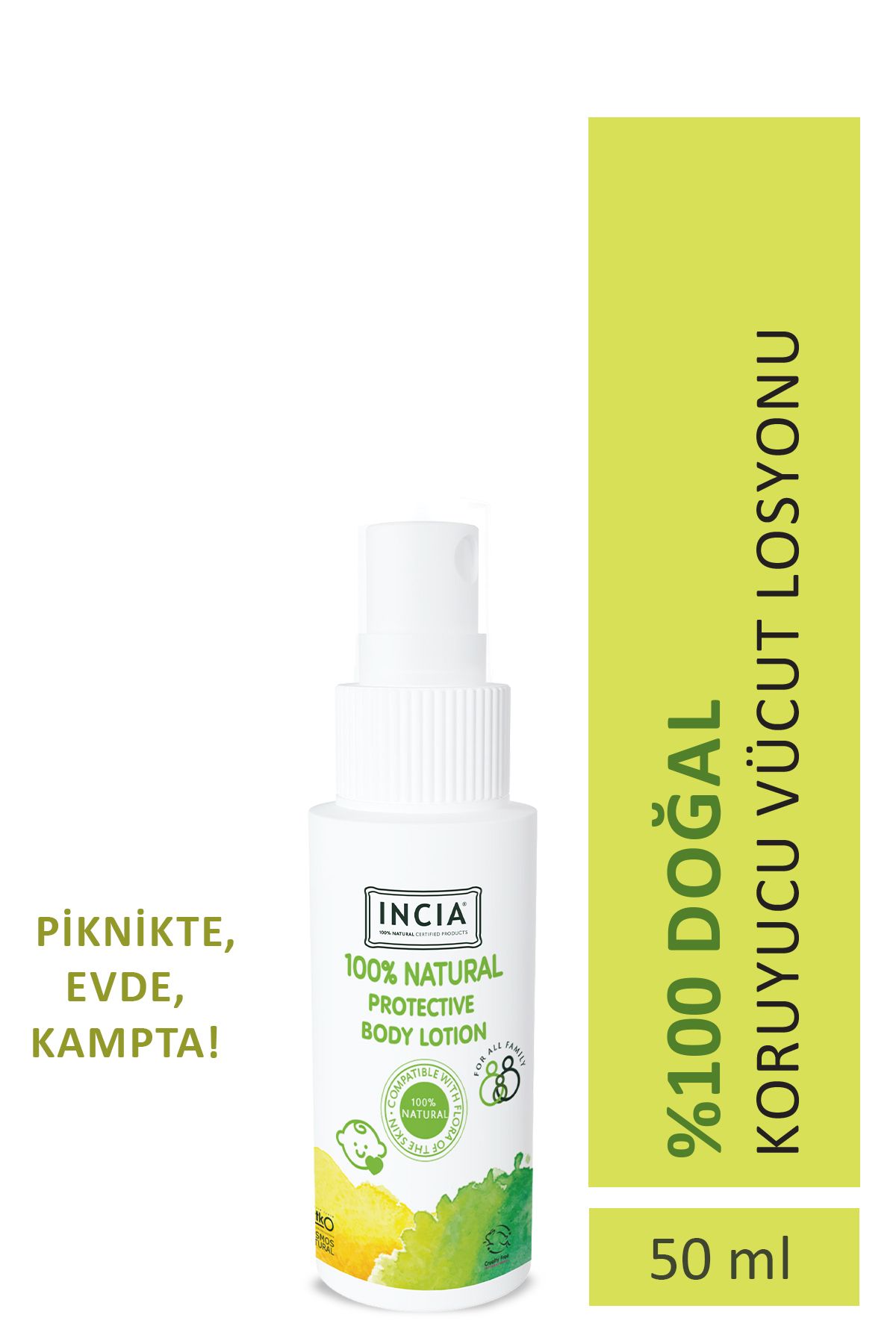 %100 Doğal Koruyucu Vücut Losyonu Sprey Yenidoğan Bebek Çocuk Için Limon Okaliptus Vegan 50 ml