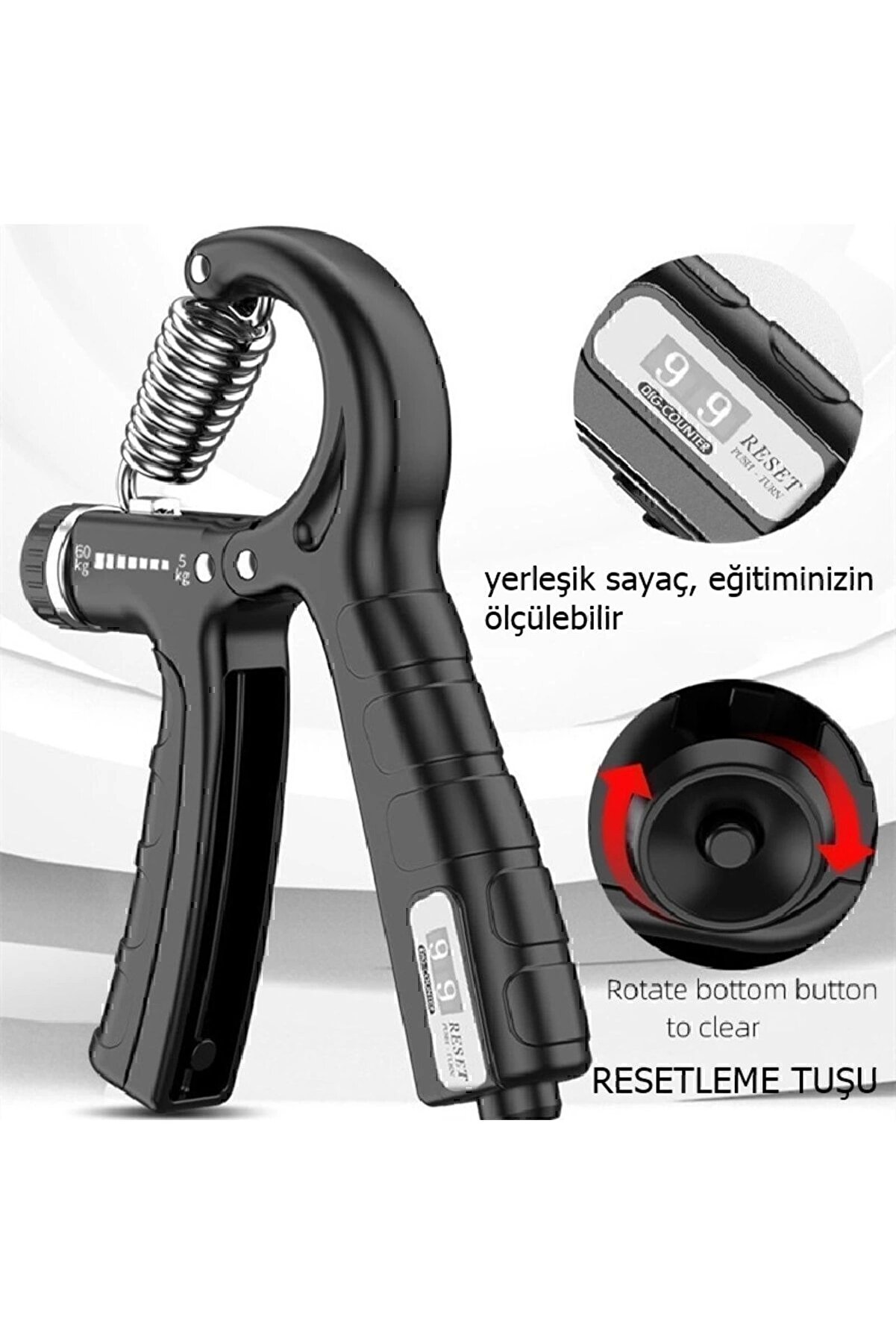 Siyah El Kol Bilek Güçlendirici Egzersiz Aleti 5-60 Kg Karpal Direc El Yayı Cihazı