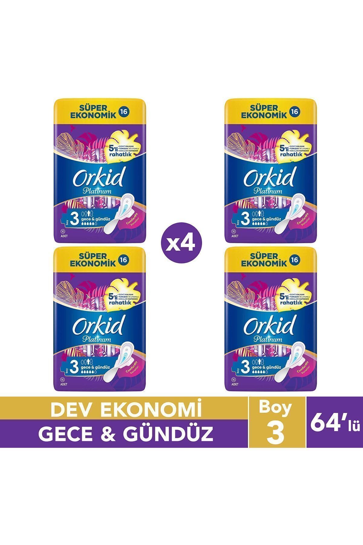 Platinum Hijyenik Ped Gündüz Gece 16X4, 64 Adet