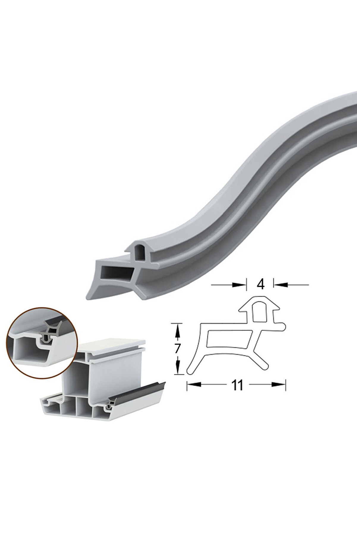 Pimapen Pvc Kapı Pencere Fitili Contası 25 Metre Gri