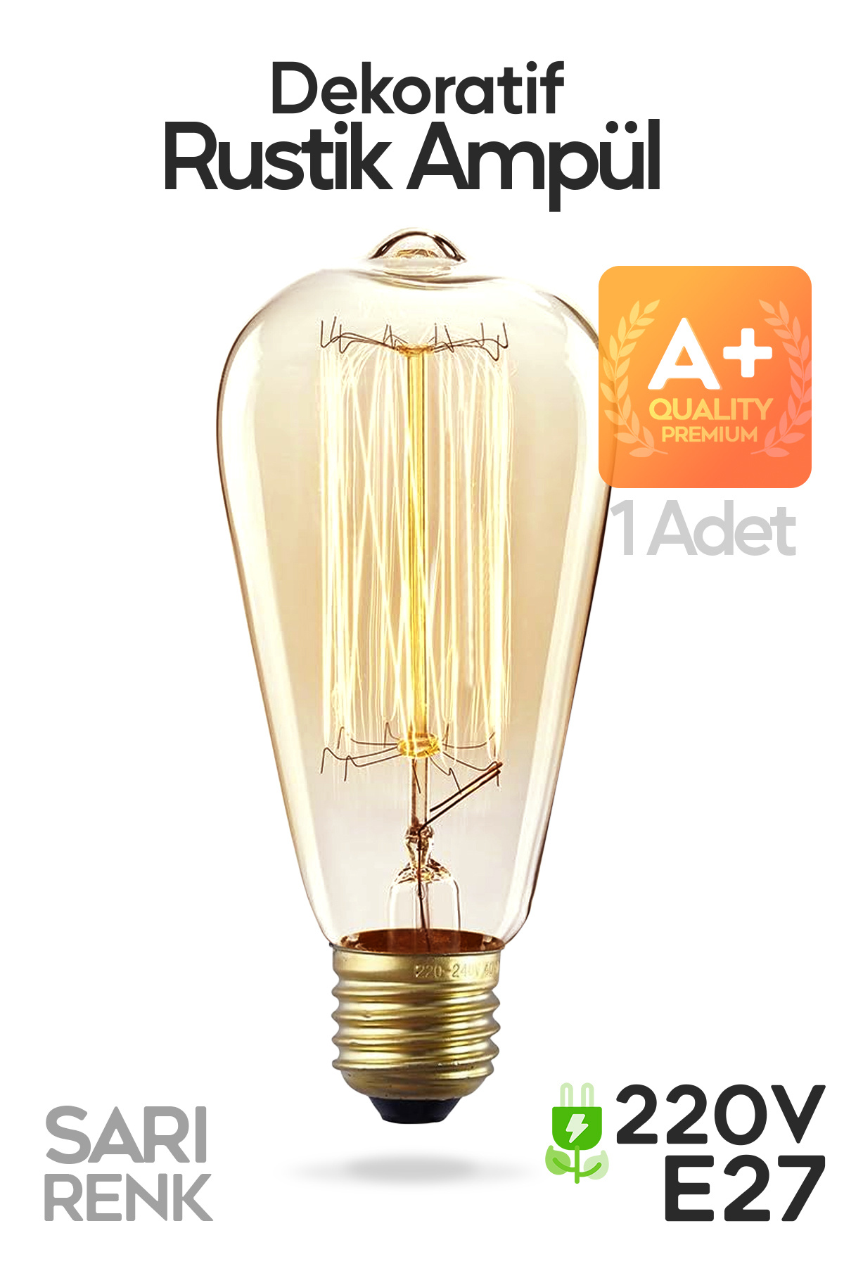 Dekoratif Retro Rustik Ampül E27 Standart Duy 220v Ev Cafe Aplik Abajur Tavan Ampülü