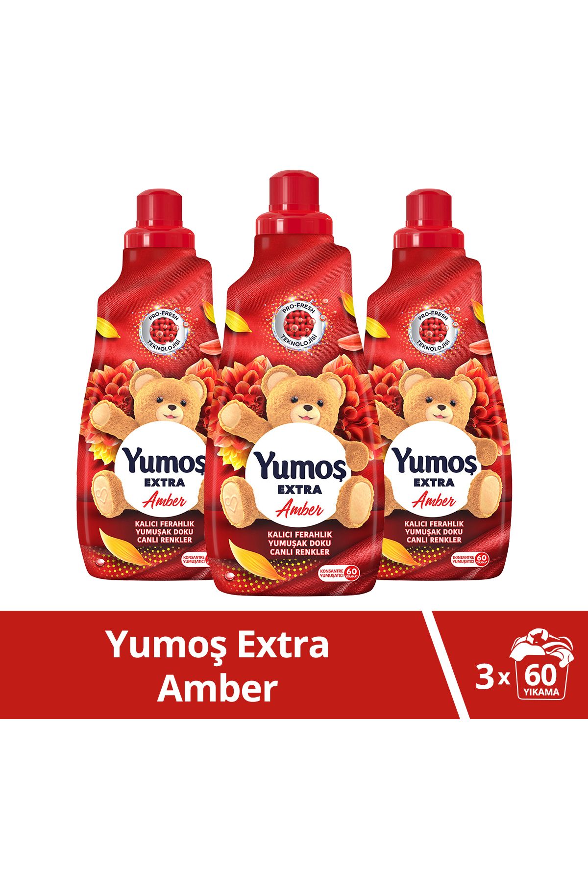 Extra Konsantre Çamaşır Yumuşatıcısı Amber 1440 ml 60 Yıkama 3 Adet