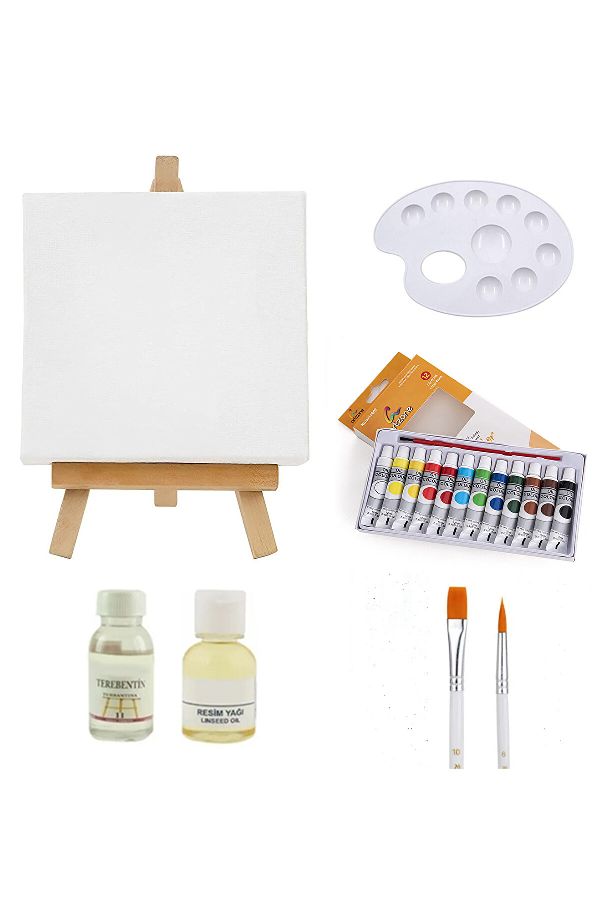 Ekonomik Yağlı Boya Set - Tuval ve Masaüstü Şövale Dahil (ys)