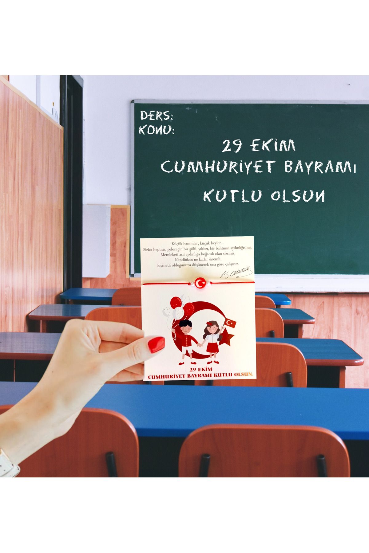 29 Ekim Cumhuriyet Bayramı Kartı Ve Bileklik 25 Adet
