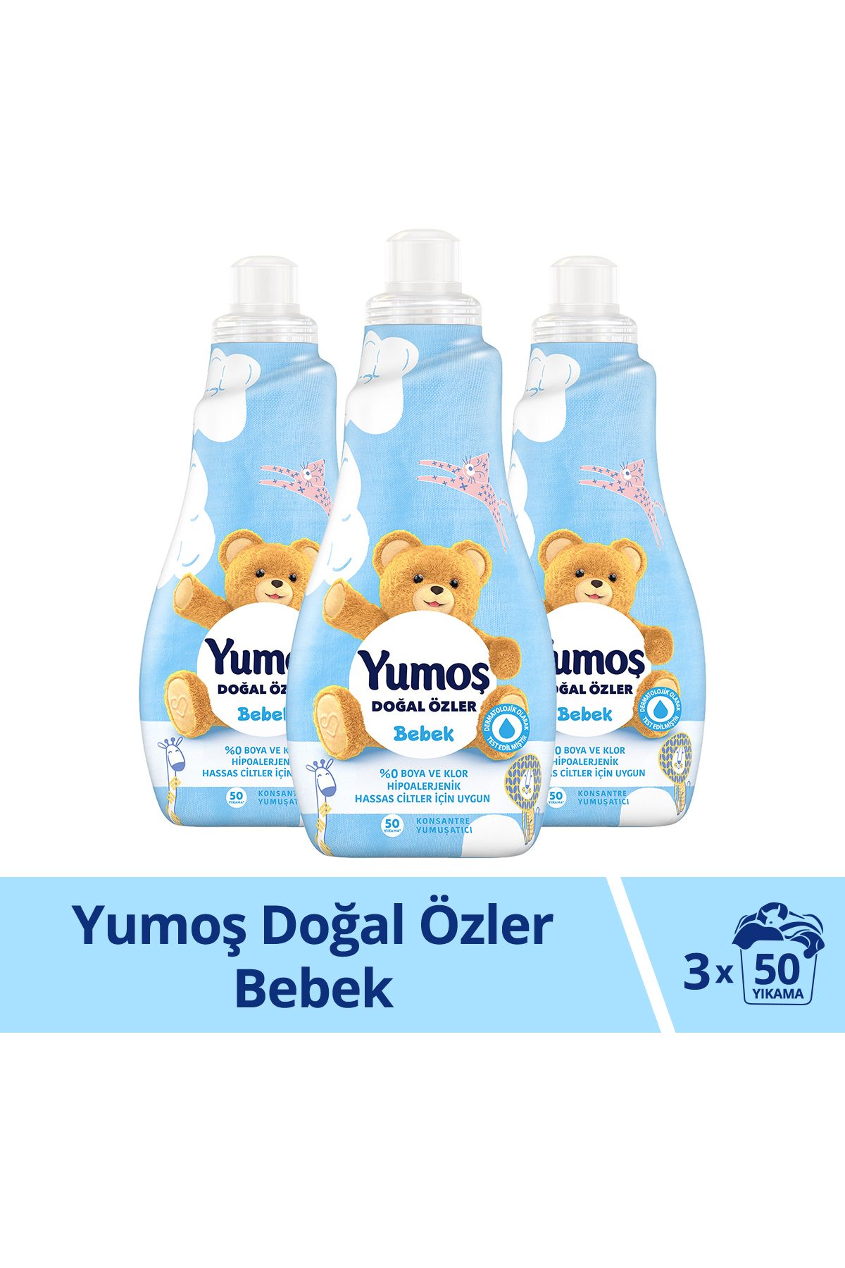 Doğal Özler Konsantre Çamaşır Yumuşatıcısı Bebek 1200 ml 50 Yıkama 3 Adet