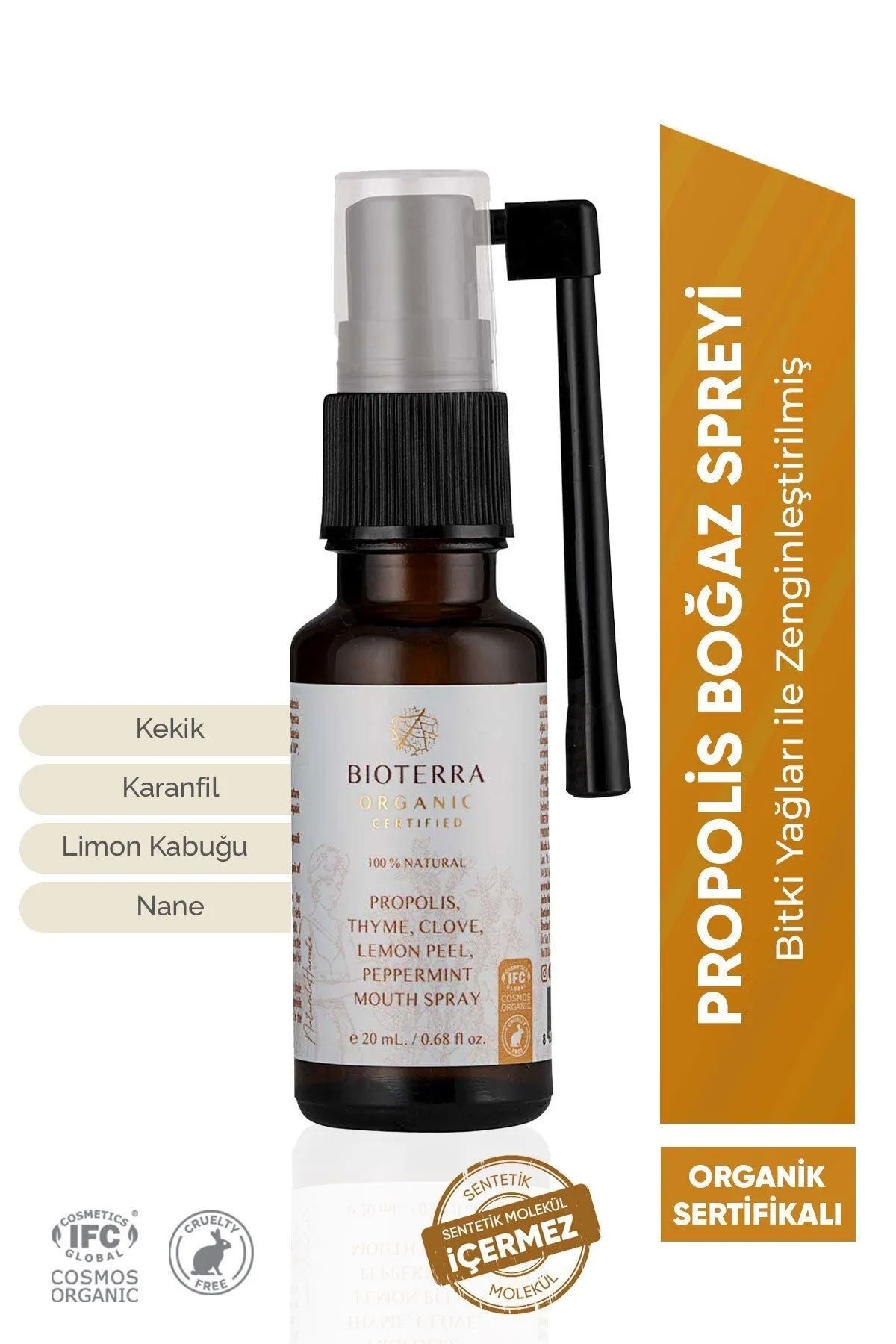 Organik Propolis Kekik Karanfil Boğaz Spreyi 20 ml