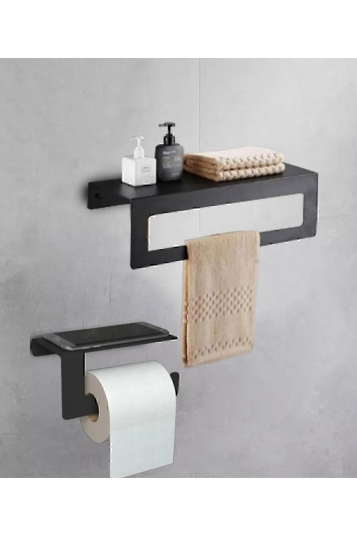 Metal 2'li Set 30cm Havlu Askılığı Ve Tuvalet Kağıdı Askılığı