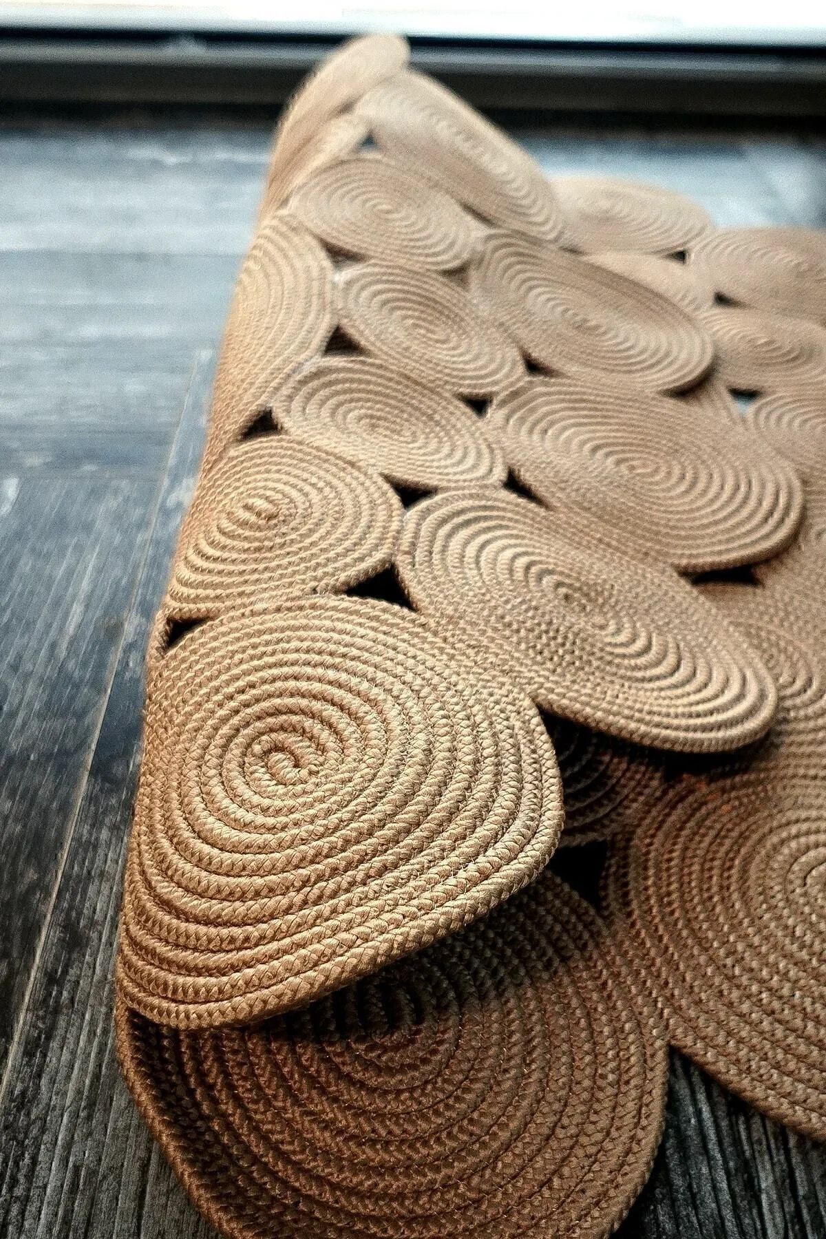 Hasır Jüt Çiçek Desenli Kilim Halı