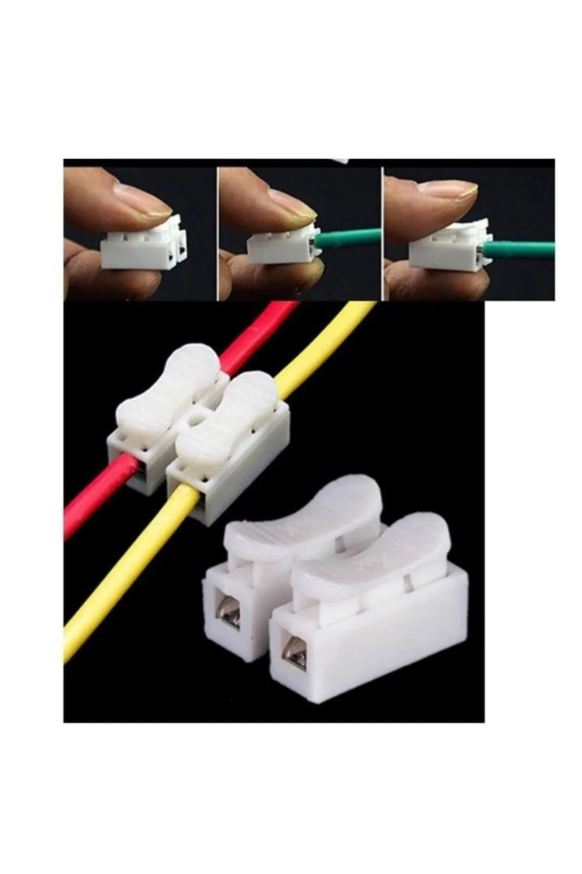 Mandallı Vidasız Klemens Basmalı Tip 2 Li 2 Pin ( 50 Adet )