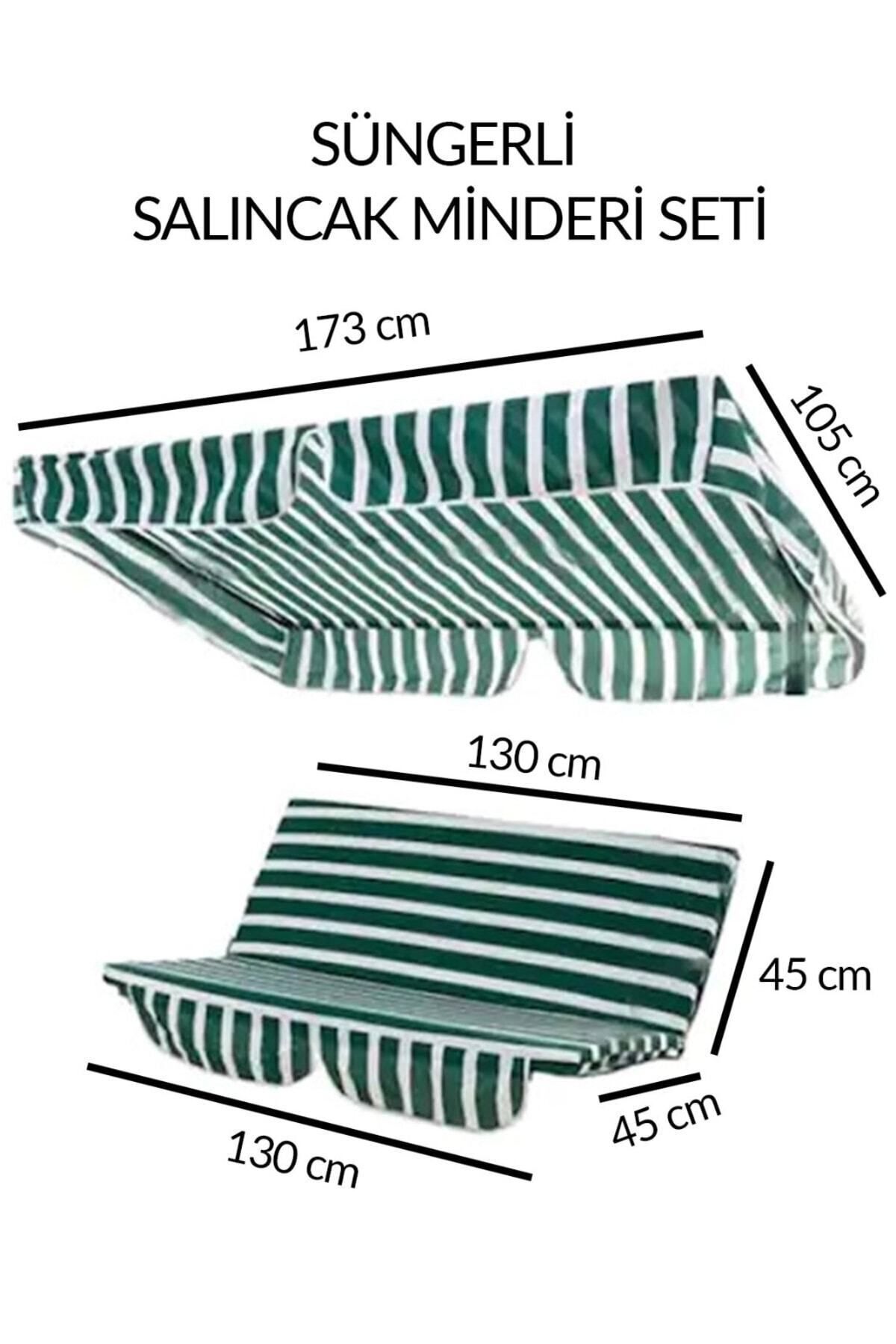Salıncak Minder Seti Tenteli Salıncak Minder Seti Yeşil Beyaz 2 Kişilik Süngerli Işbir Gri Sünger