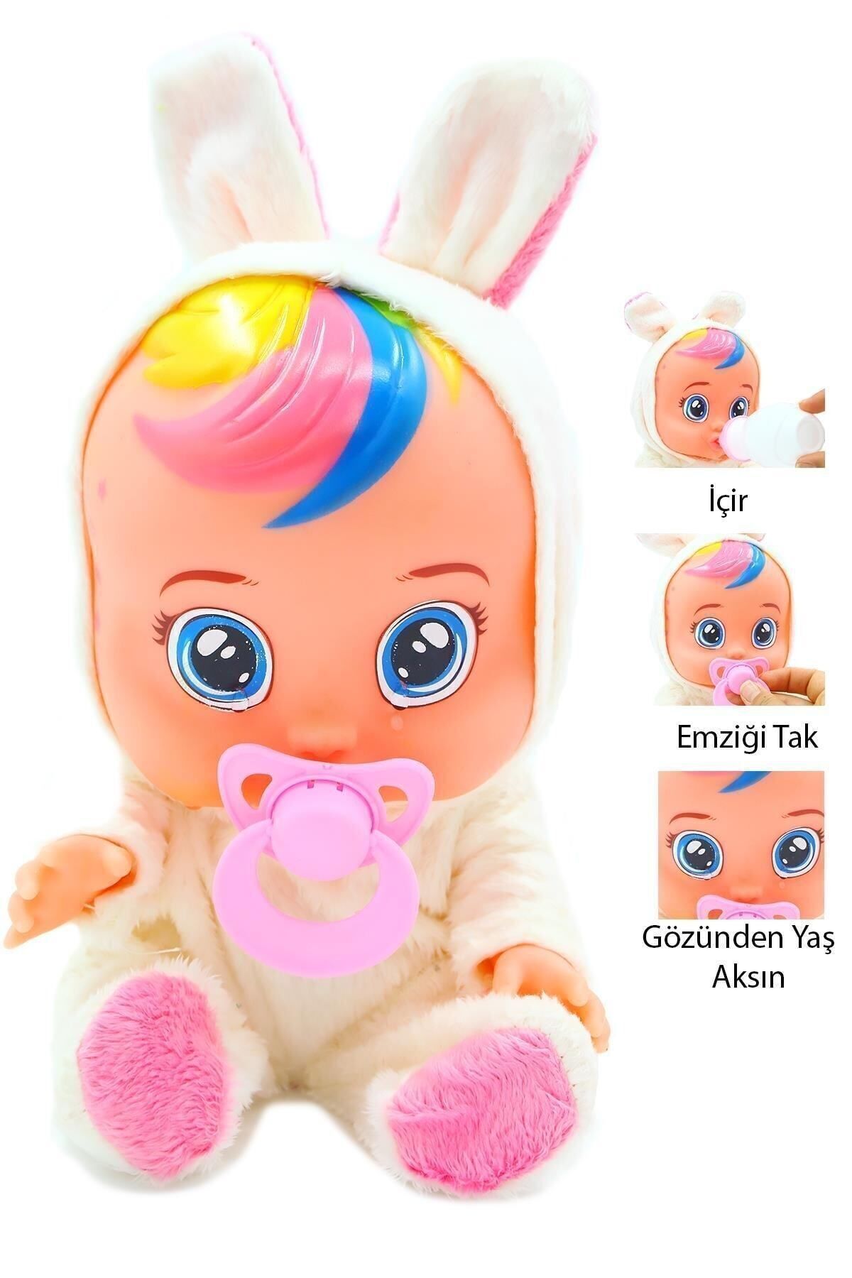 Toys Mavi Beyaz Ve Pembe Renk Ağlayan Ve Konuşan Et Bebek