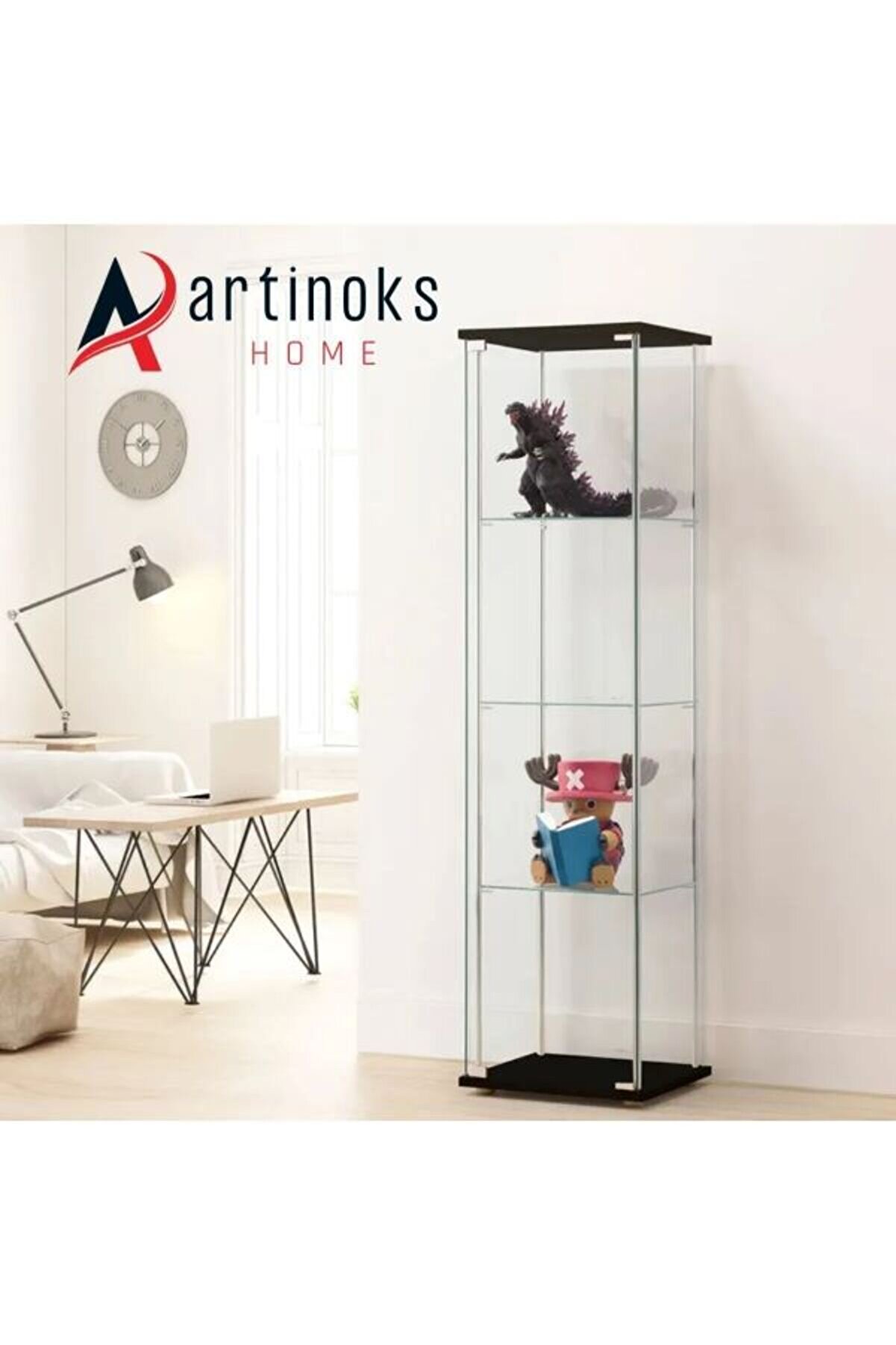 3 lü beyaz siyah sade Home Cam Vitrin Gümüşlük Büfe Kitaplık Camlı Koleksiyon vitrini