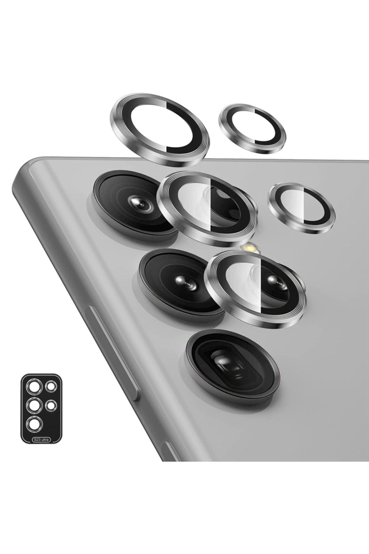 Samsung Galaxy S24 Ultra Uygulama Aparatlı 5 Parça Kamera Lens Koruyucu Cam Kamera Koruma