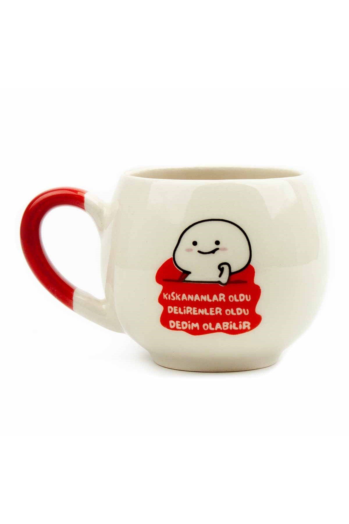 Kıskananlar Oldu Delirenler Oldu Dedim Olabilir Krem Parlak Balon Kupa (KIRMIZI KULP) - Hediye Seram