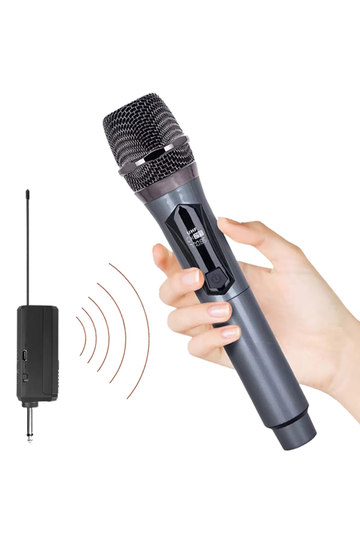 Profesyonel 1200 mAH UHF Sistem Kablosuz Alıcılı Mikrofon Karaoke Toplantı Sunum Mikrofonu