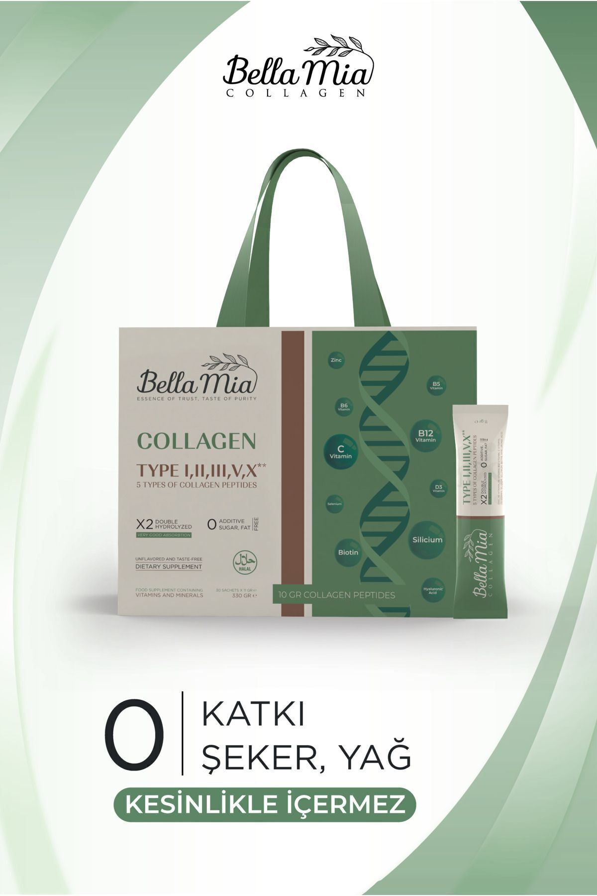 %100 Saf ve Doğal 5 Tip Kolajen Tip 1, Tip 2, Tip 3, Tip 5, Tip 10 ve Vitamin İçeren Diyet Takviyesi