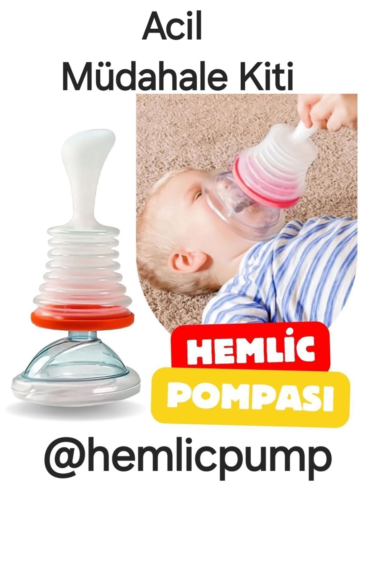 Hemlik Manevra Ürünü - Hemlik Pompası - 2si 1 Arada -1er Adet Yetiskin Ve Küçükler, Heimlich Pompasi