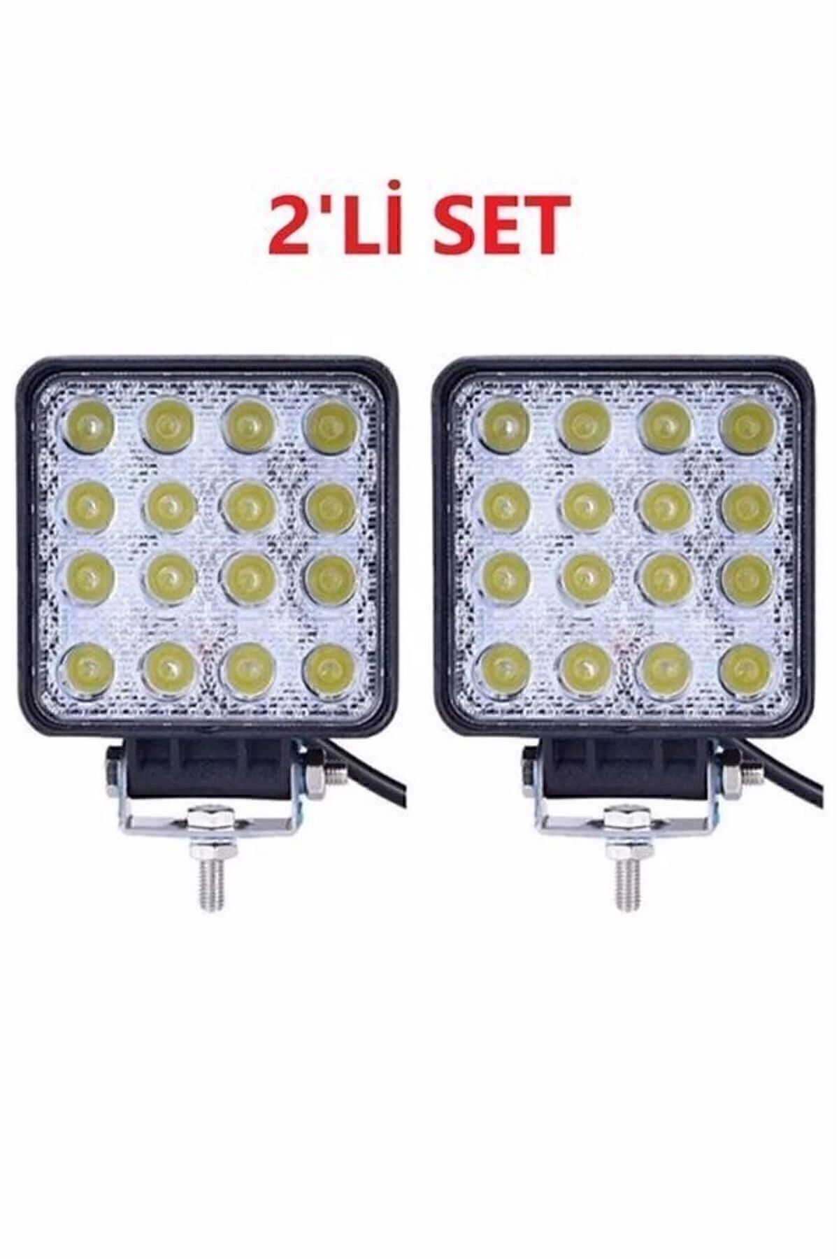 Superpower 2 Adet 16 Led Kare (off Road-ış Makinası-tekne-yat) Sis Farı Çalışma Lambası