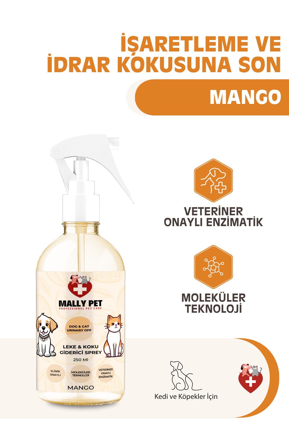 Evcil Hayvanlar Için Koku Ve Leke Giderici Sprey Mango Kokulu 250 ml