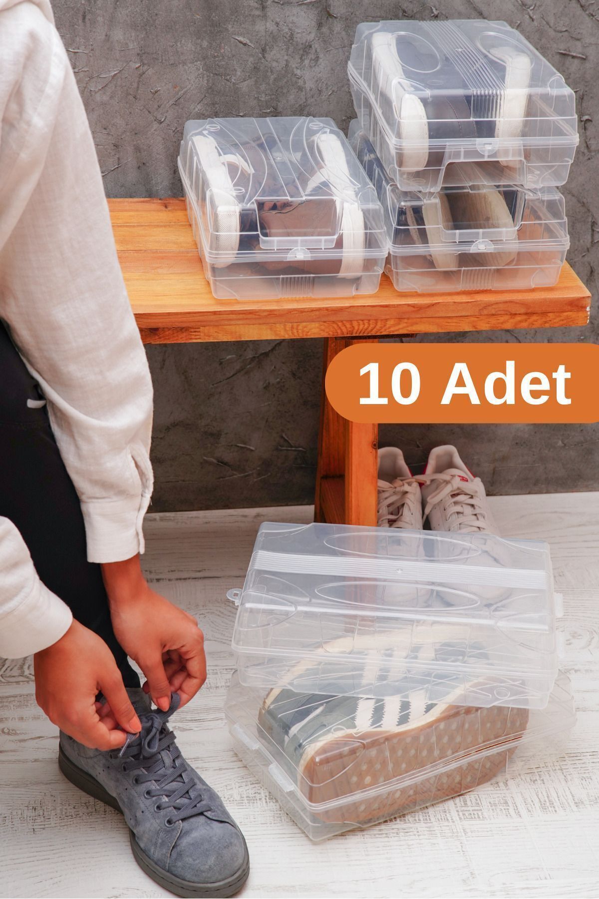 10 Adet - Ayakkabı Kutusu Şeffaf Ayakkabı Saklama Kutusu Kadın Ve Erkek