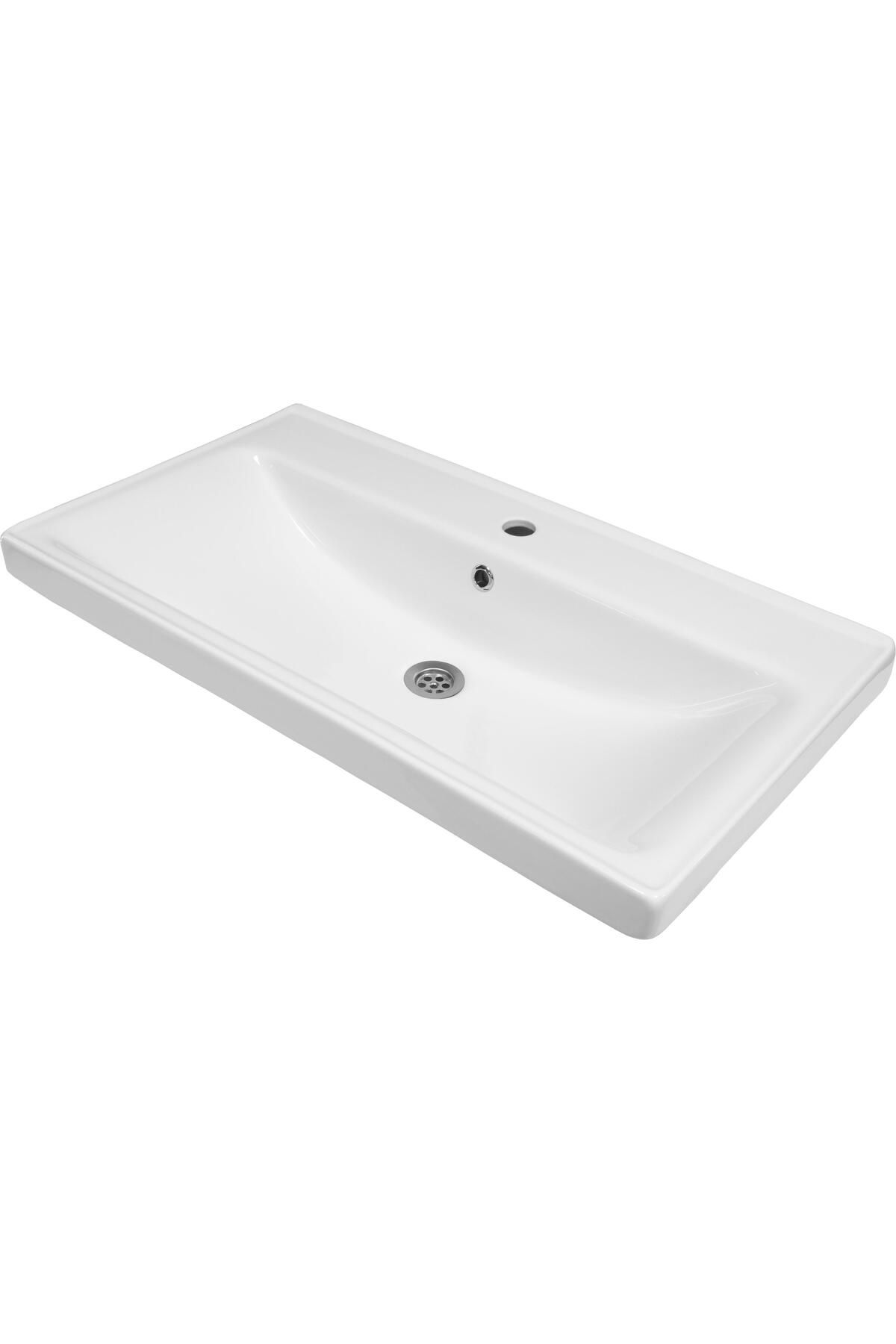 Karen Seramik Sky 80 Cm, Dolap Uyumlu Seramik Lavabo Taşı